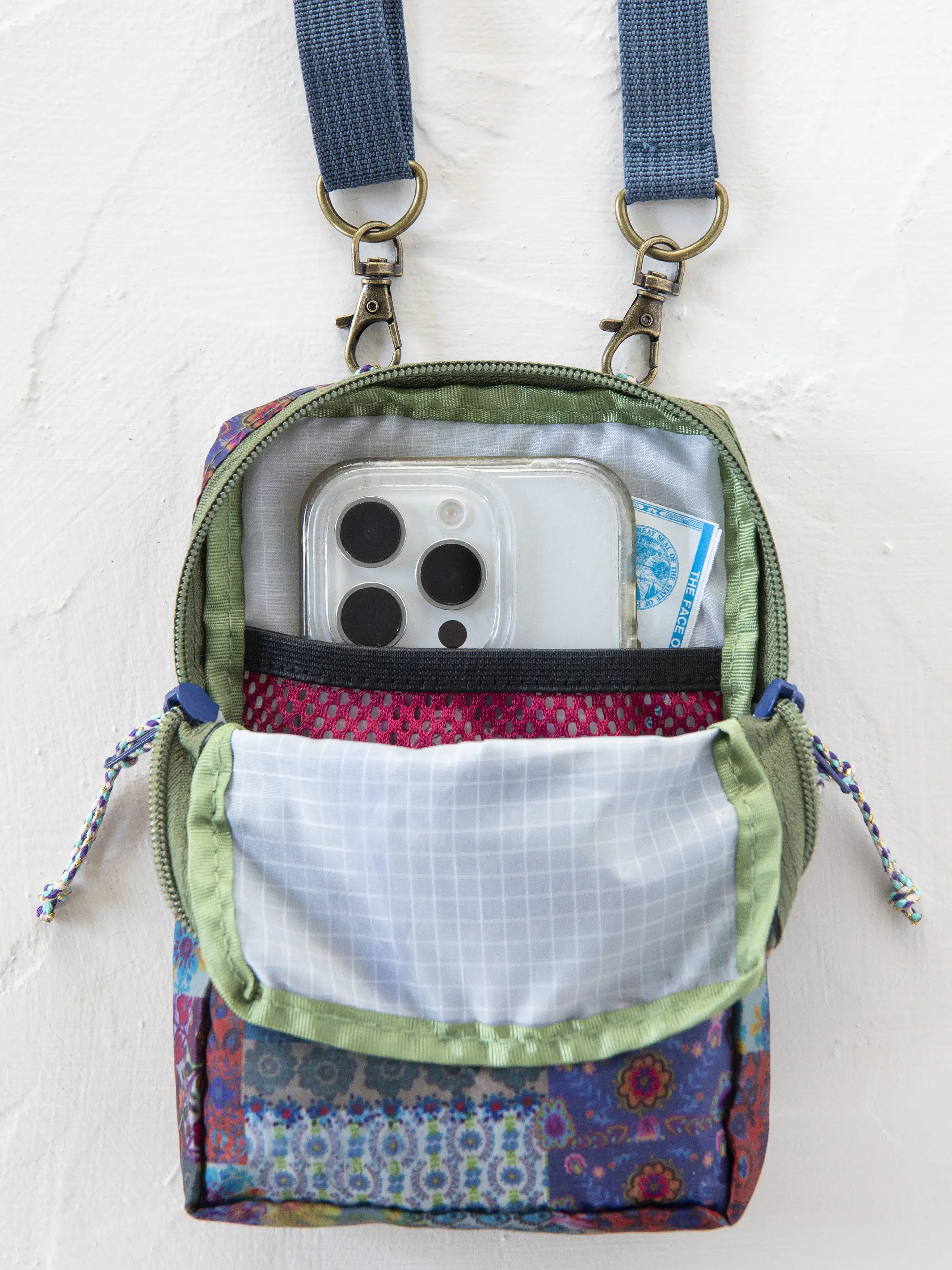8-in-1 Pocket Crossbody - Blue Patchwork - Image 3