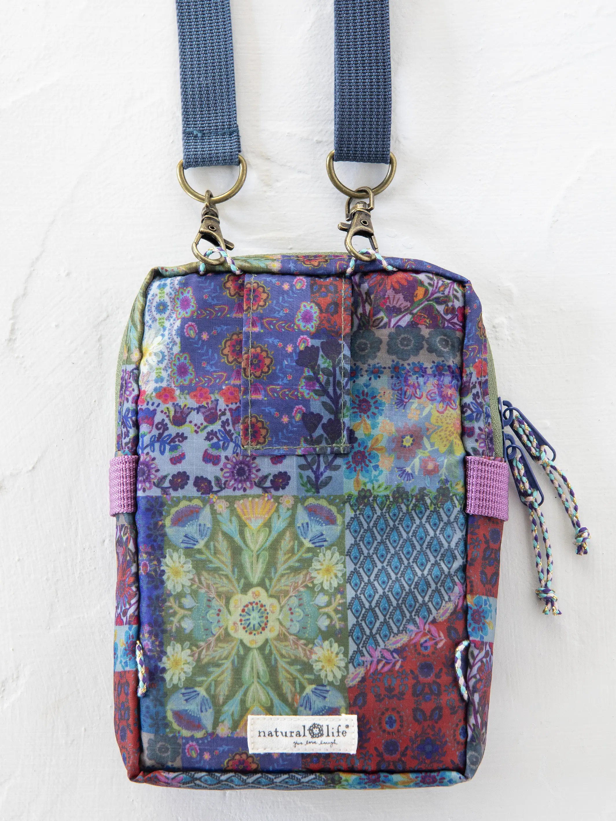 8-in-1 Pocket Crossbody - Blue Patchwork - Image 4