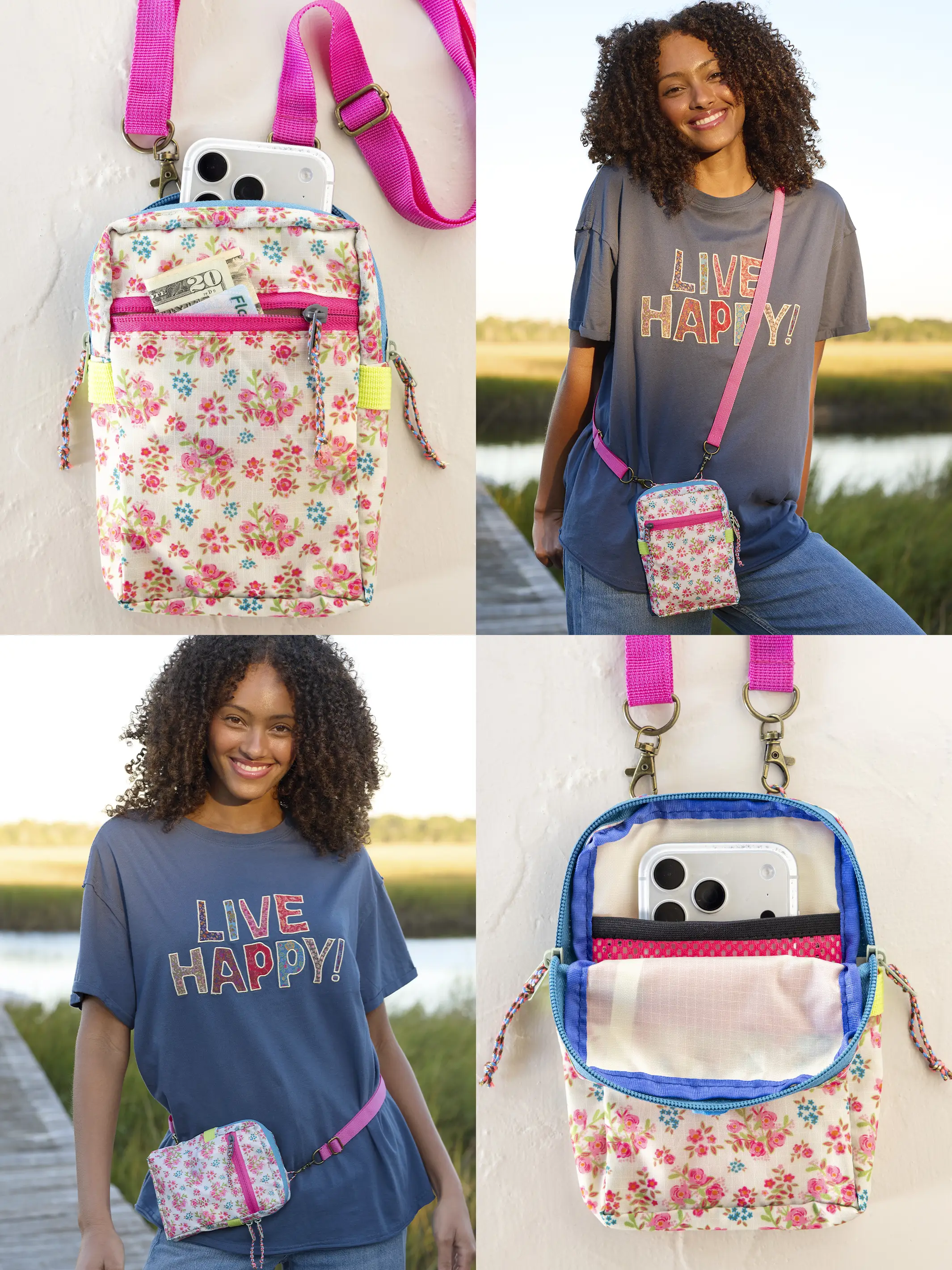 8-in-1 Pocket Crossbody - Pink Bouquet - Image 2
