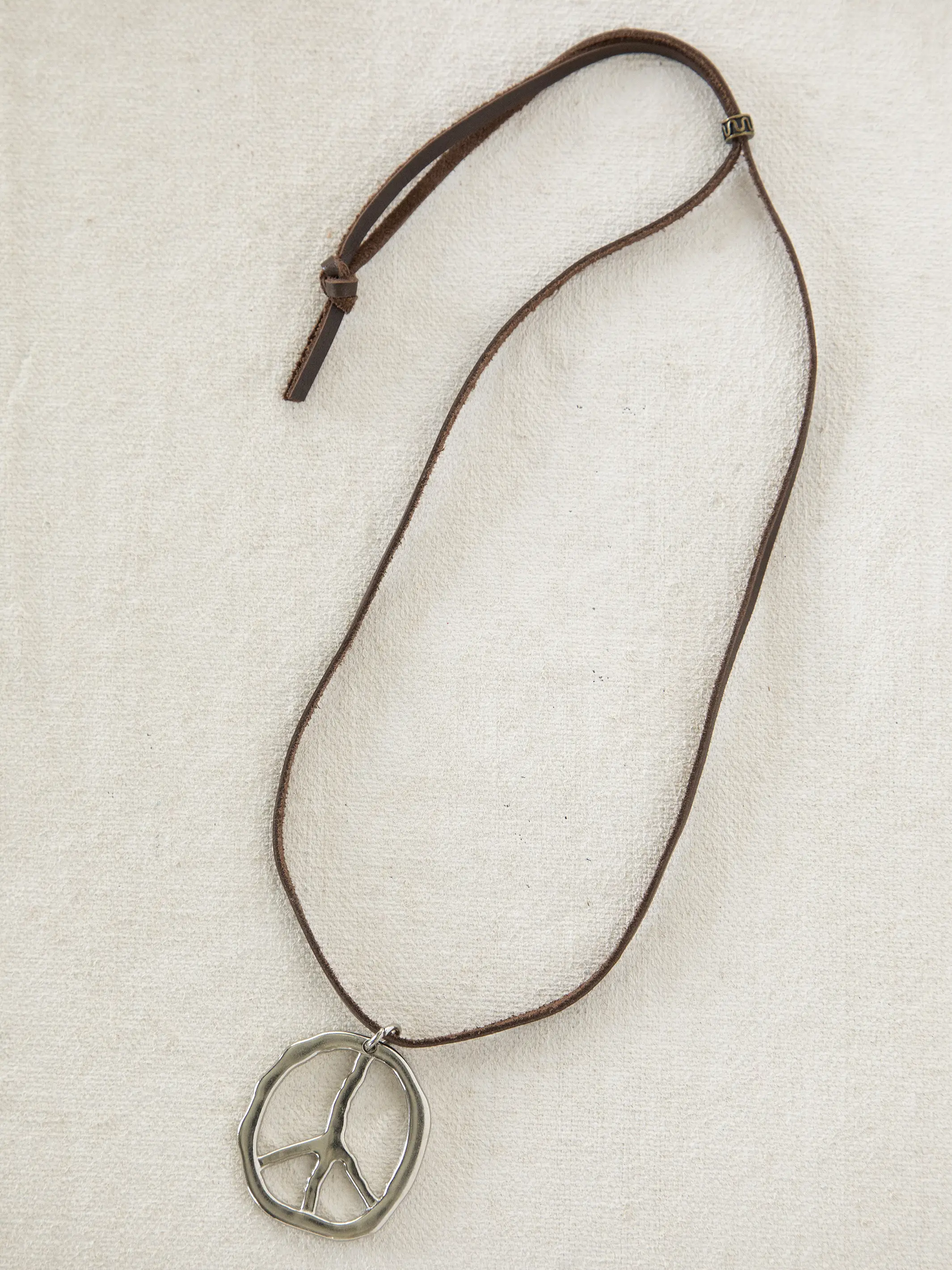 Adjustable Silver Peace Sign Necklace - Image 2