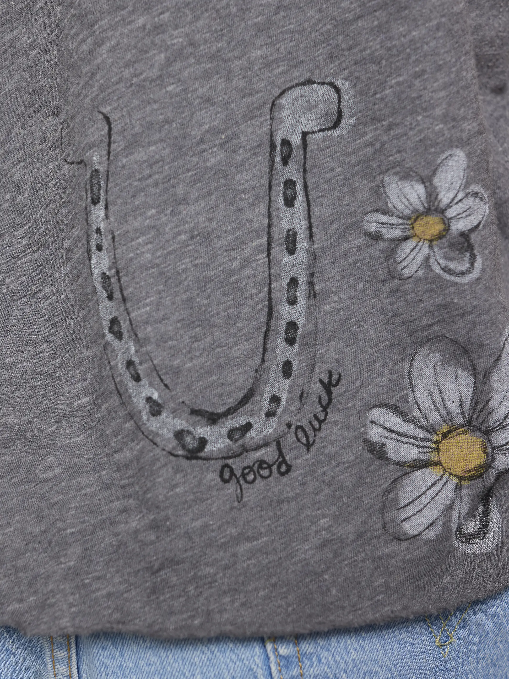 Aiden Cotton Tee -  Charcoal Live Happy - Image 5