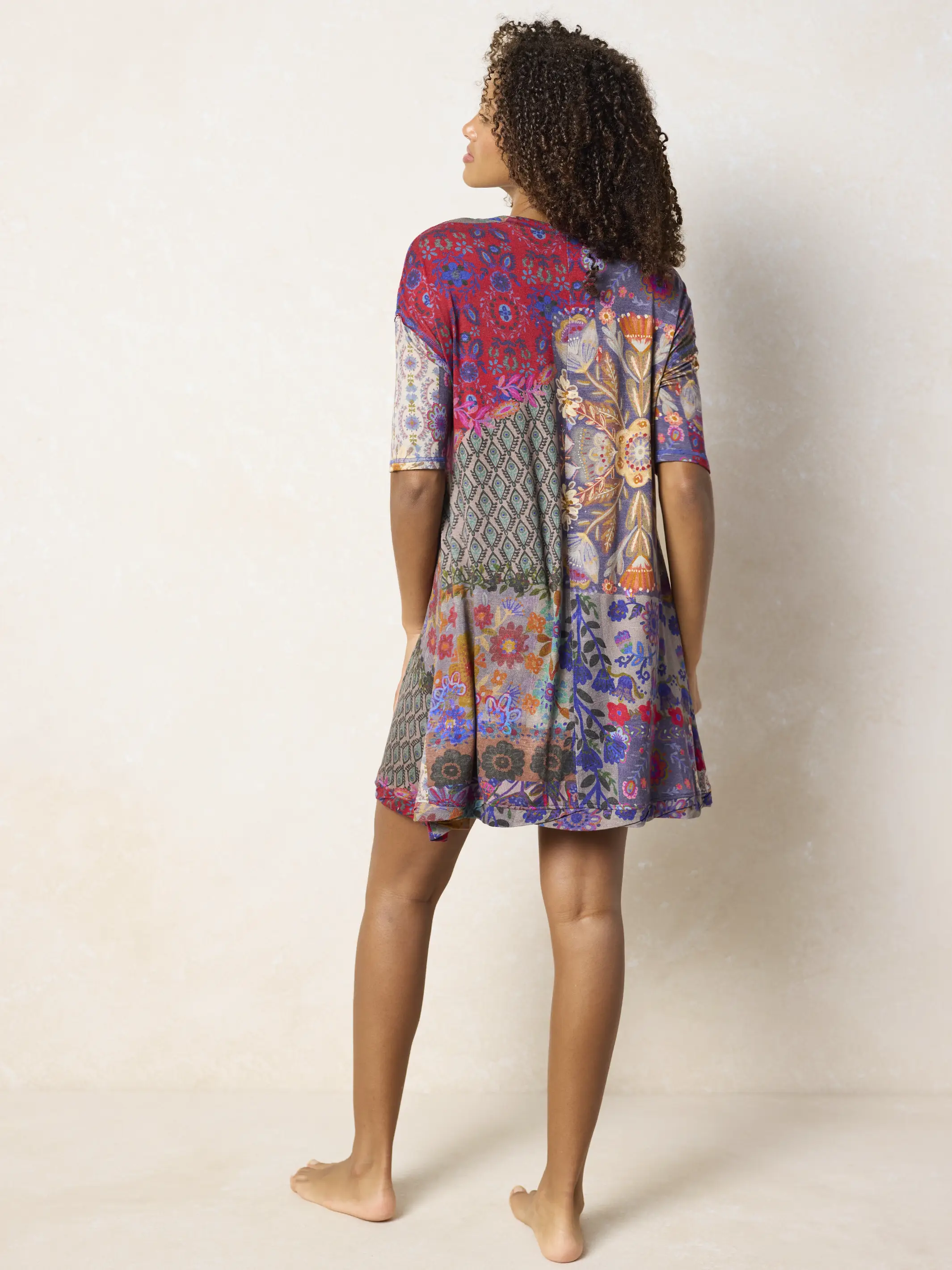 All Day "ButterSoft" Mini Dress - Blue Patchwork - Image 5