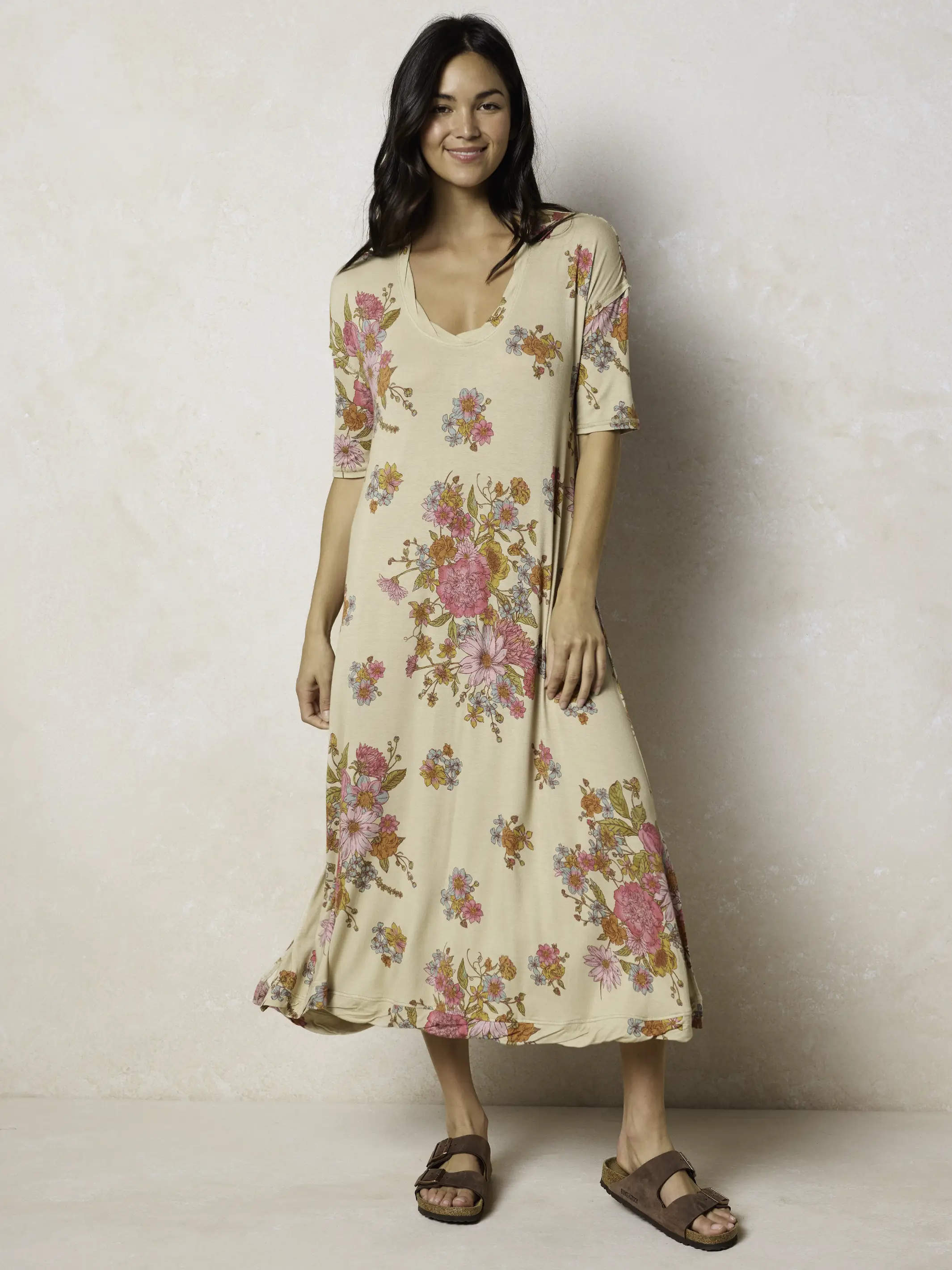 All Day "ButterSoft" Tee Dress - English Garden Cream - Image 2
