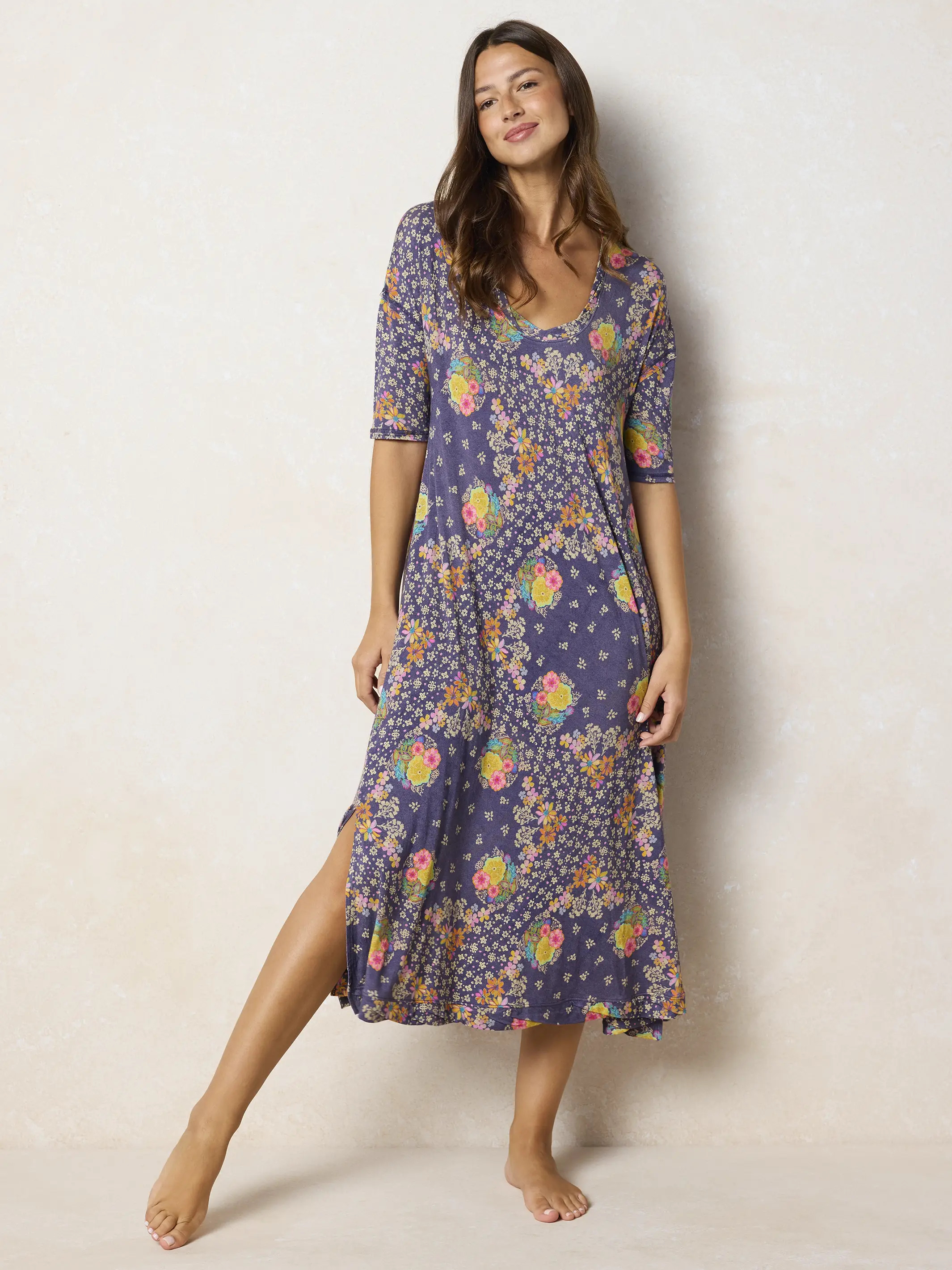 All Day "ButterSoft" Tee Dress - Tropic Bandana Navy - Image 2