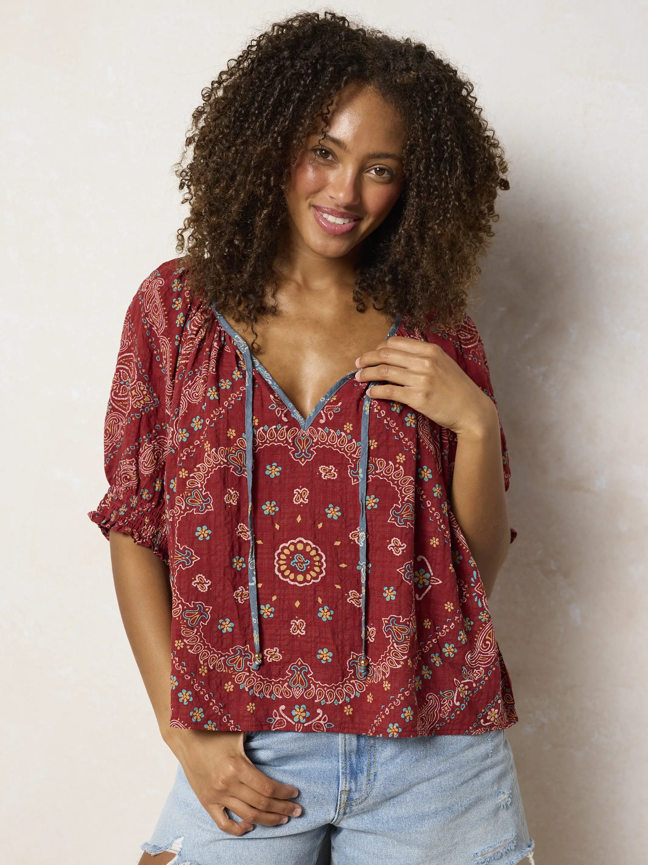 April Top - Brick Red Bandana - Image 3