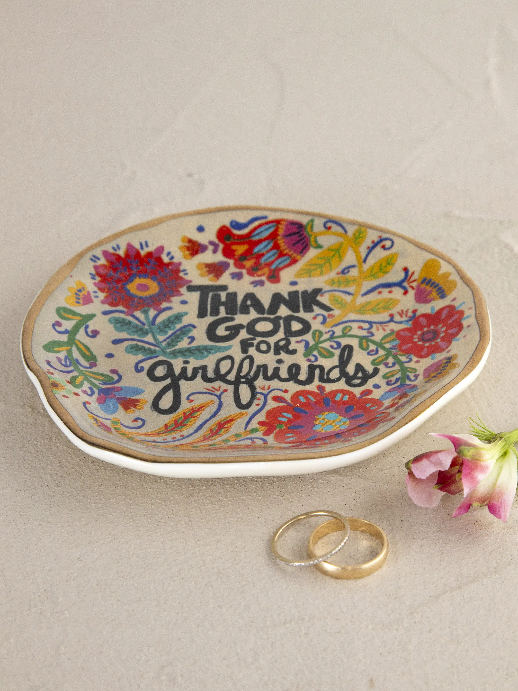 Artsy Ceramic Trinket Dish - Thank God For Girlfriends - Image 2