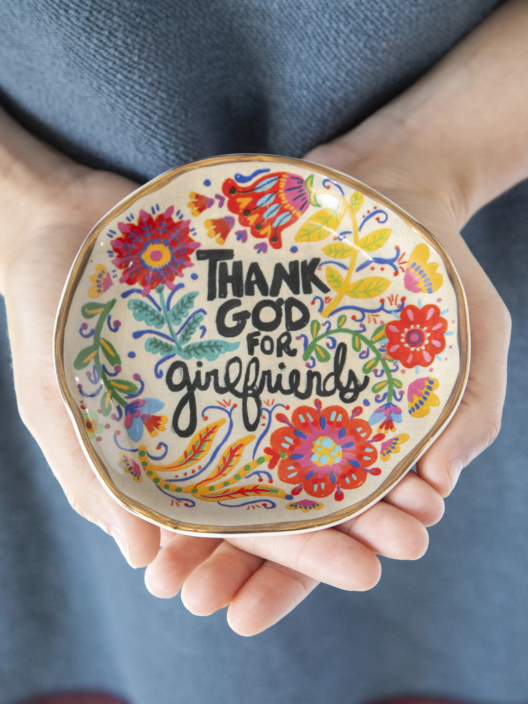 Artsy Ceramic Trinket Dish - Thank God For Girlfriends - Image 3