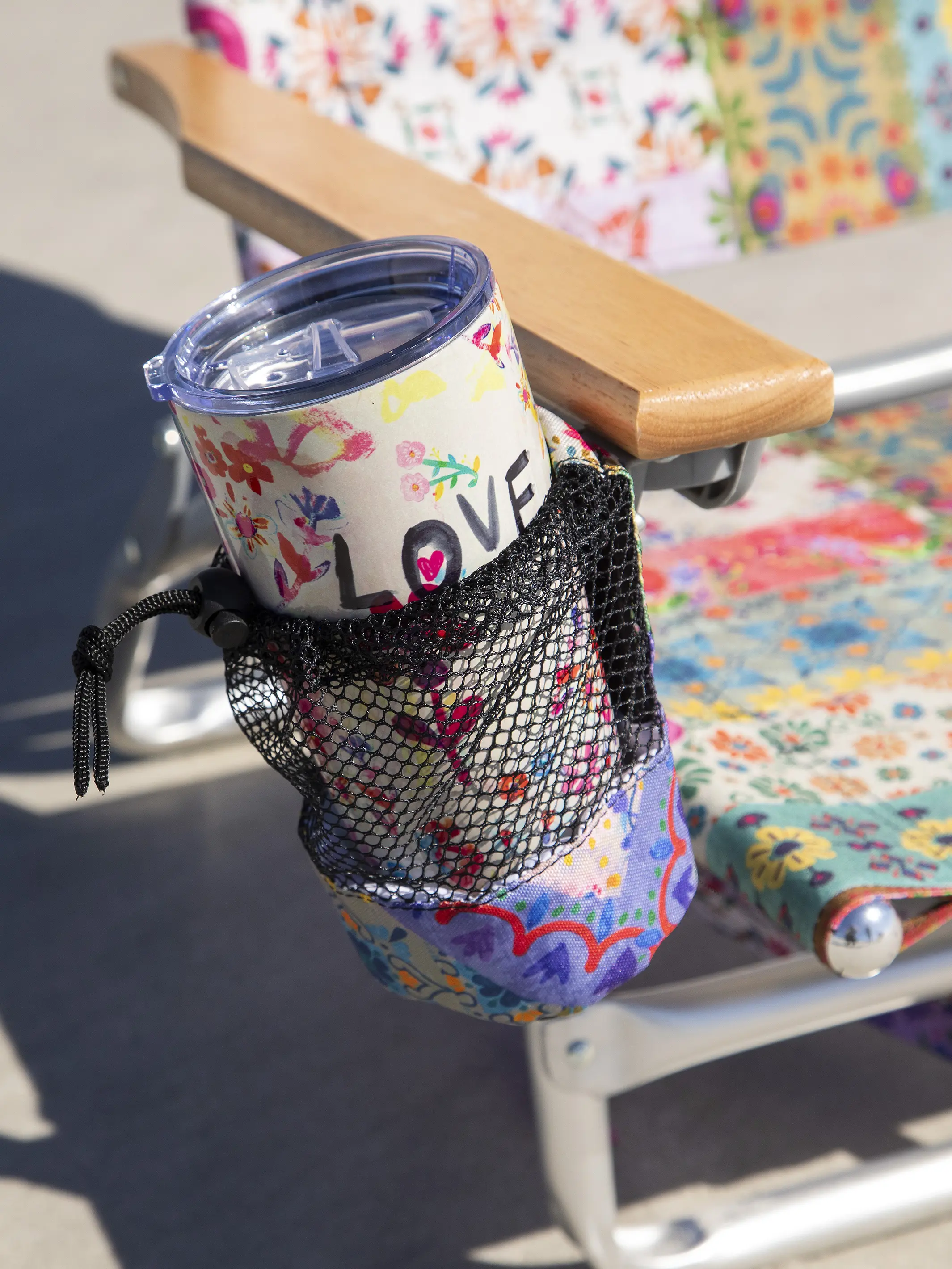 Backpack Beach Chair - Folk Flower Patchwork - Image 5