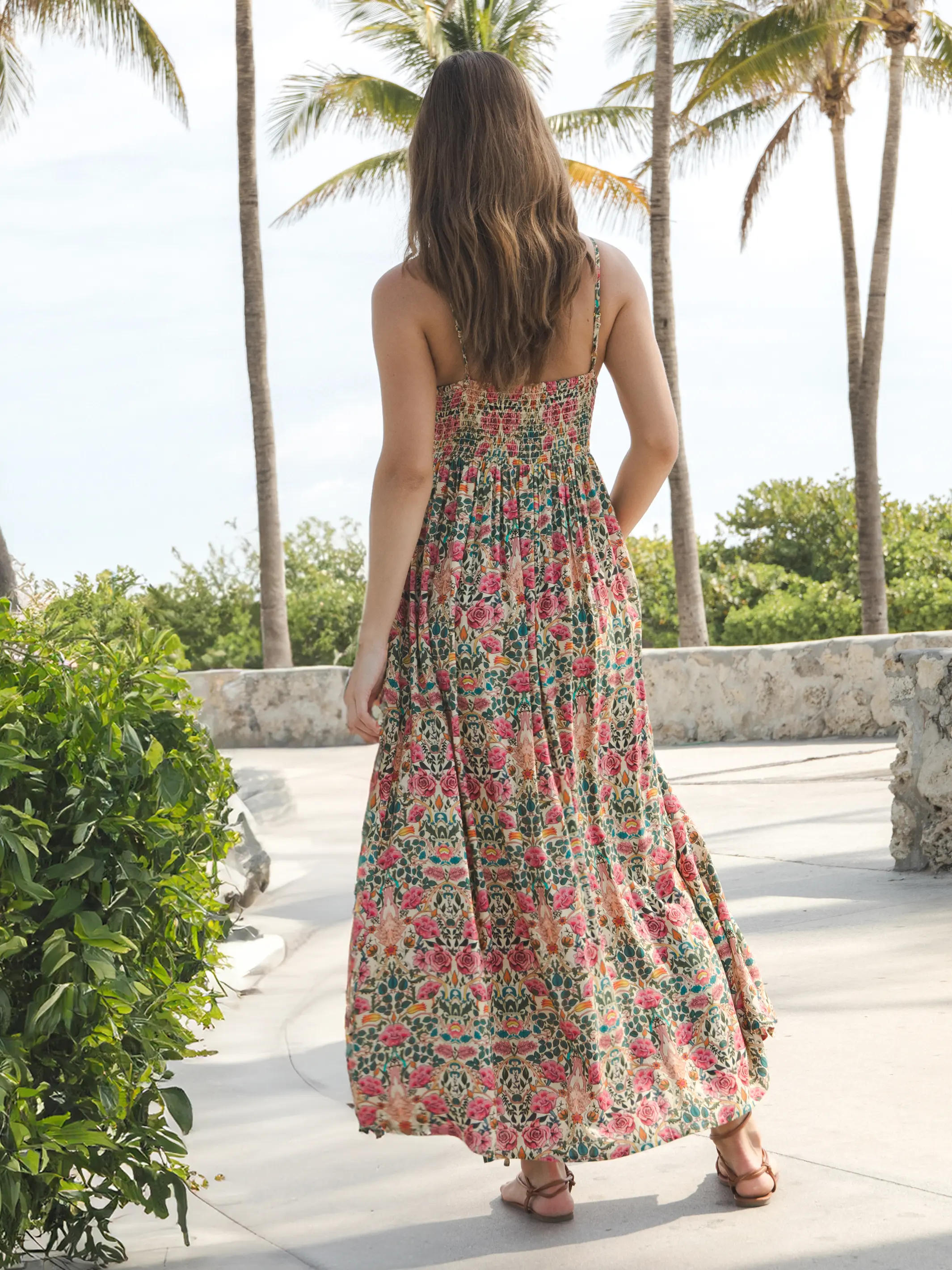 Bailey Maxi Dress - Cream Pink Rose - Image 4