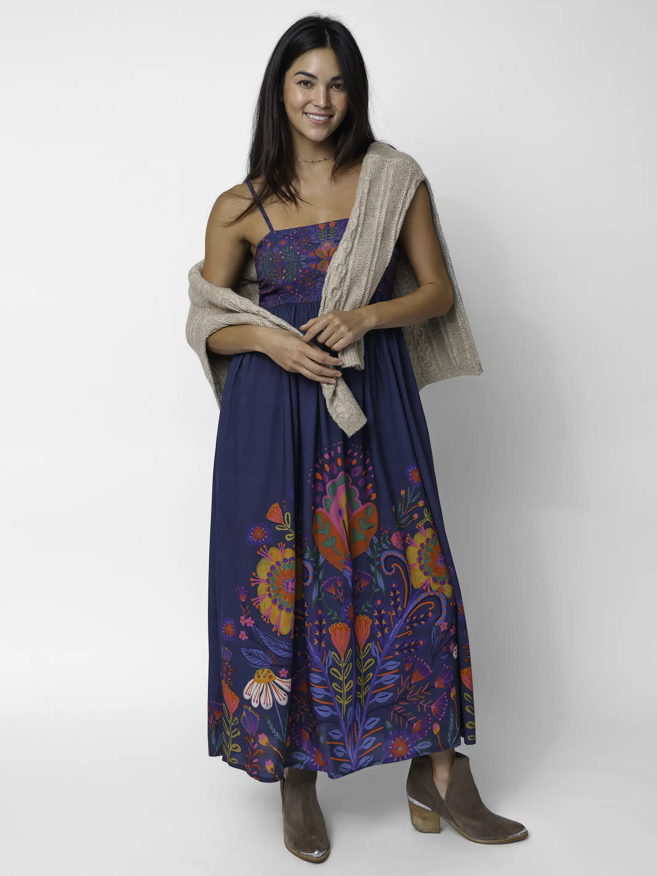 Bailey Maxi Dress - Navy Folk Garden - Image 4
