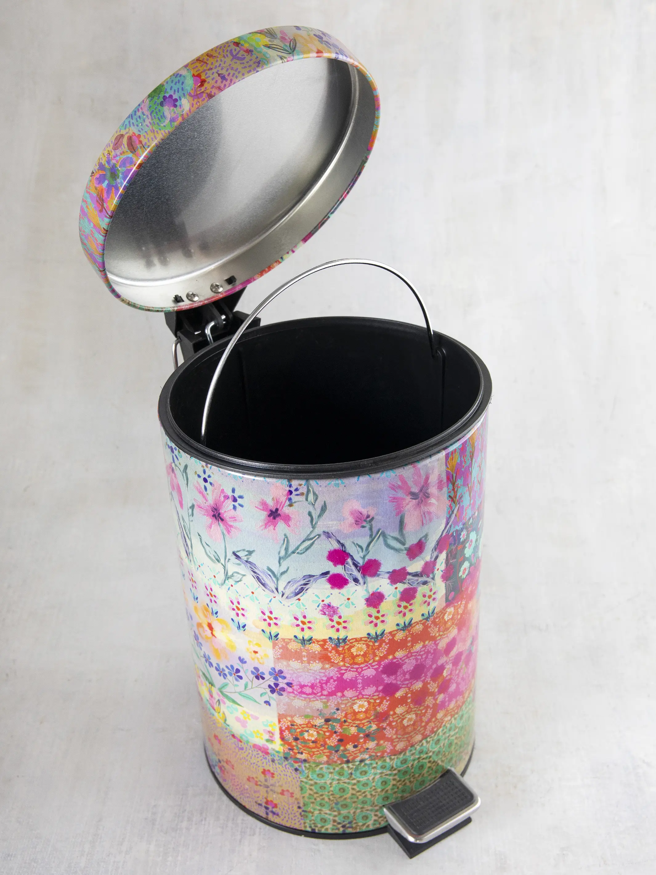 Bathroom Trash Can - Pink Watercolor Patchwork - Image 2