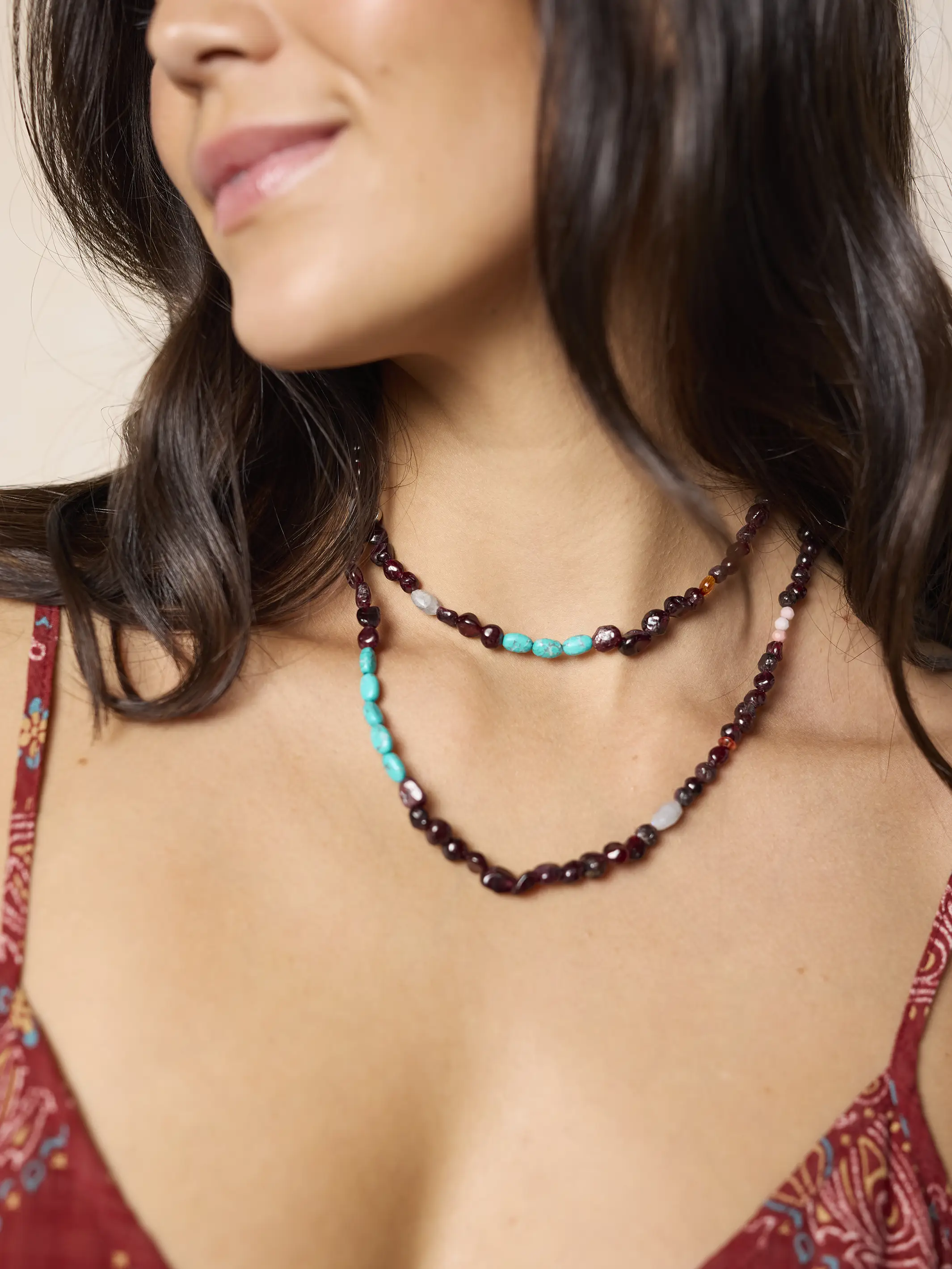Beaded Necklace & Wrap Bracelet - Dark - Image 3