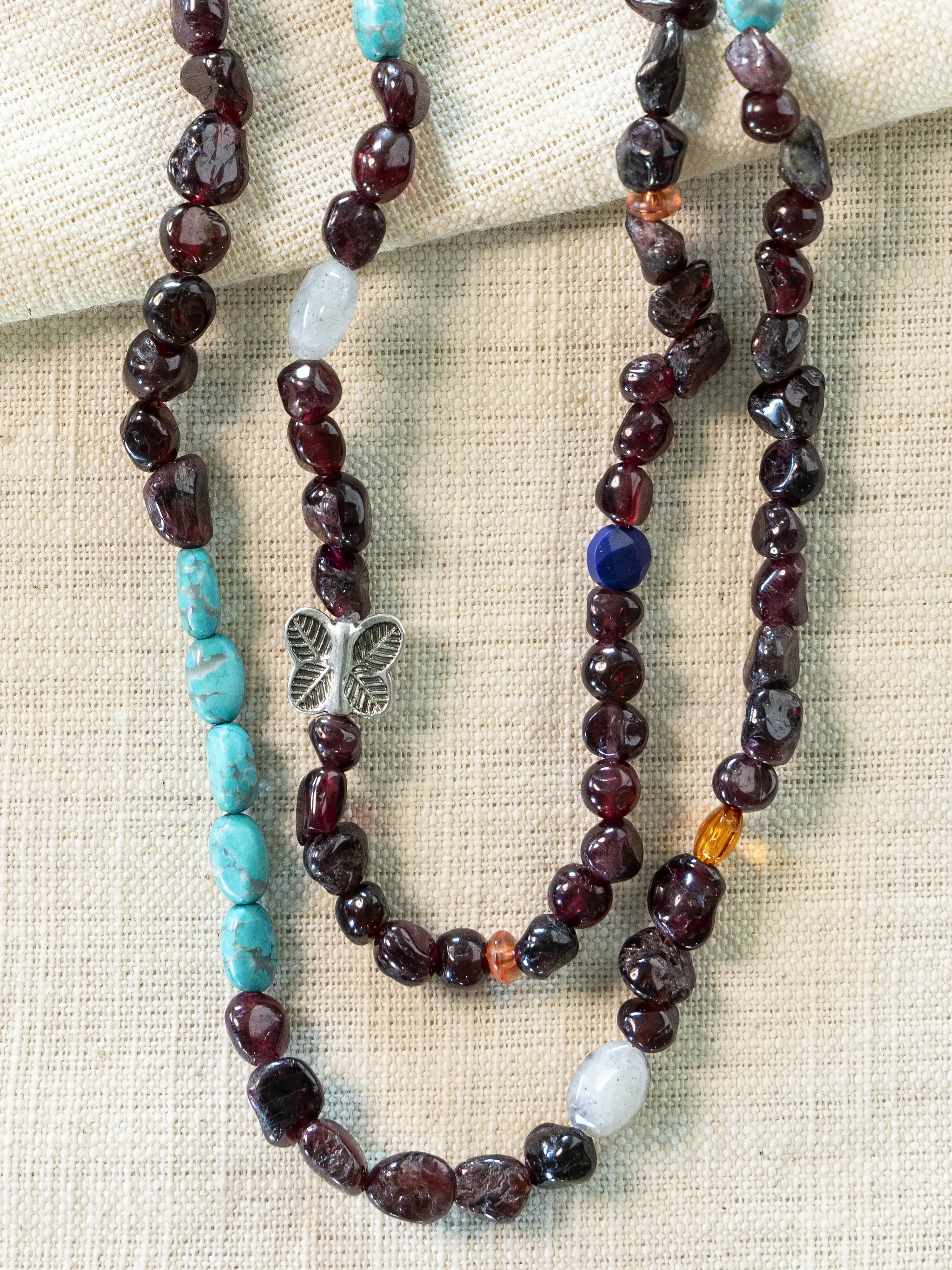 Beaded Necklace & Wrap Bracelet - Dark - Image 4
