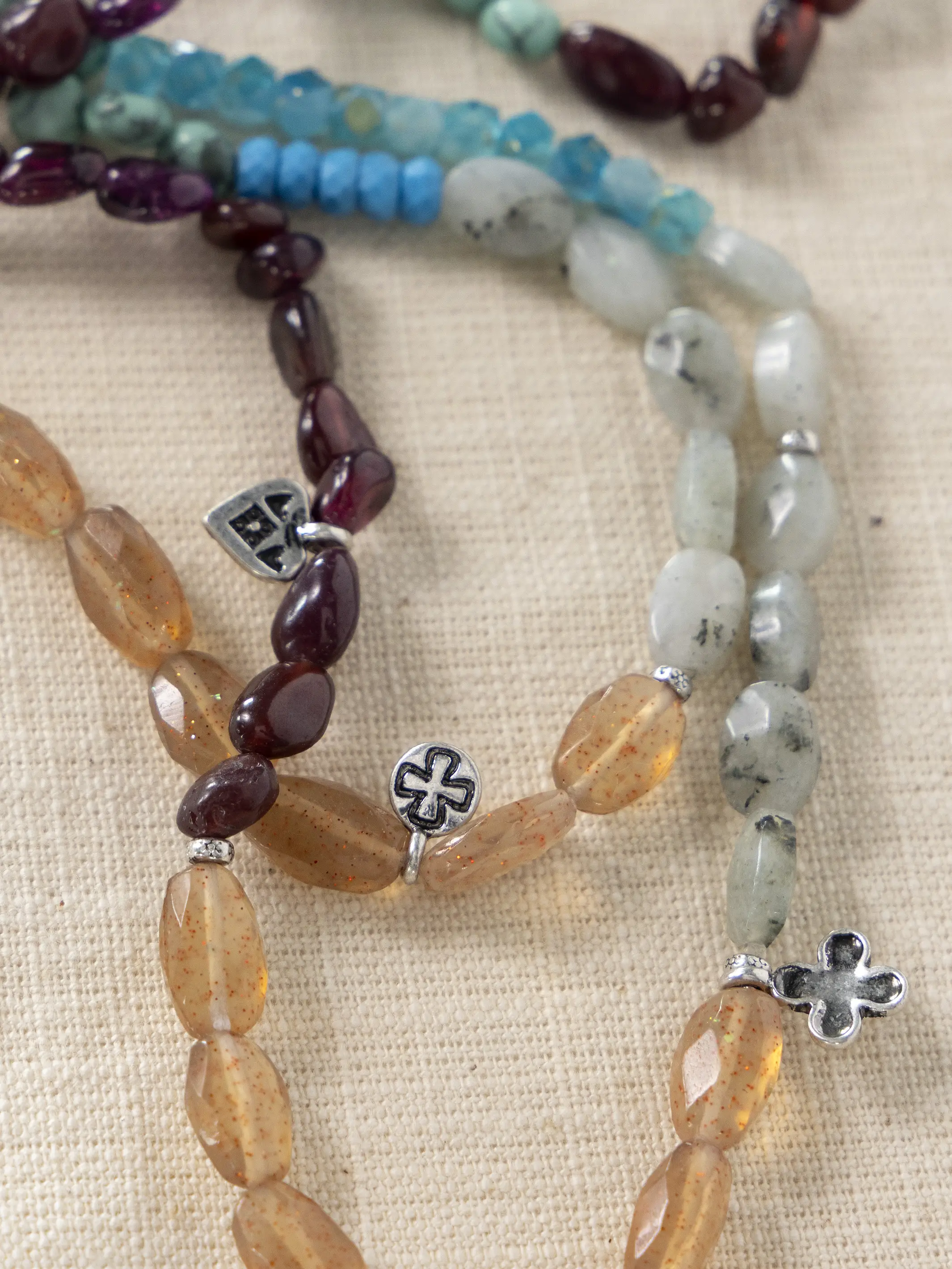 Beaded Necklace & Wrap Bracelet - Light - Image 2