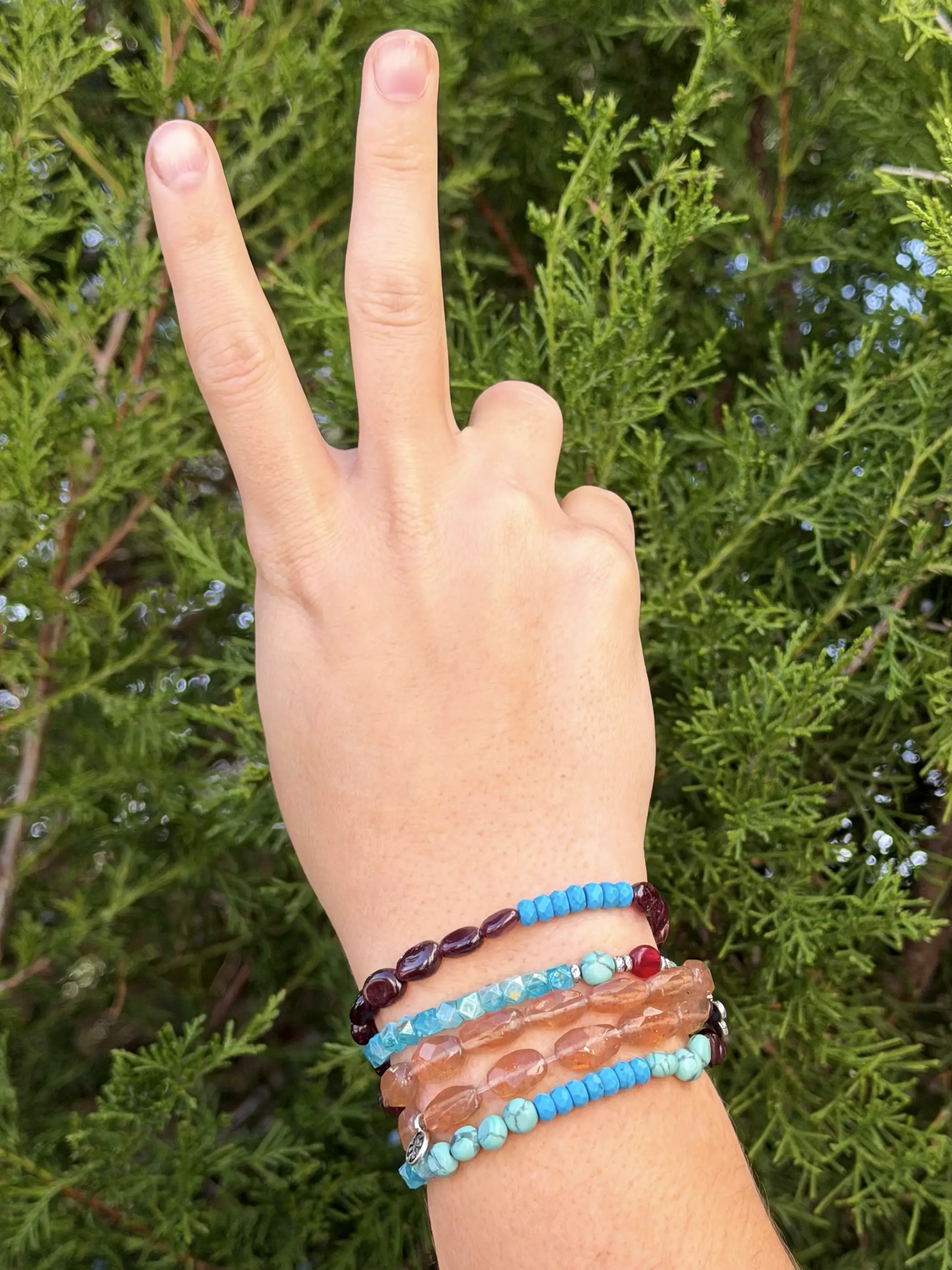 Beaded Necklace & Wrap Bracelet - Light - Image 4