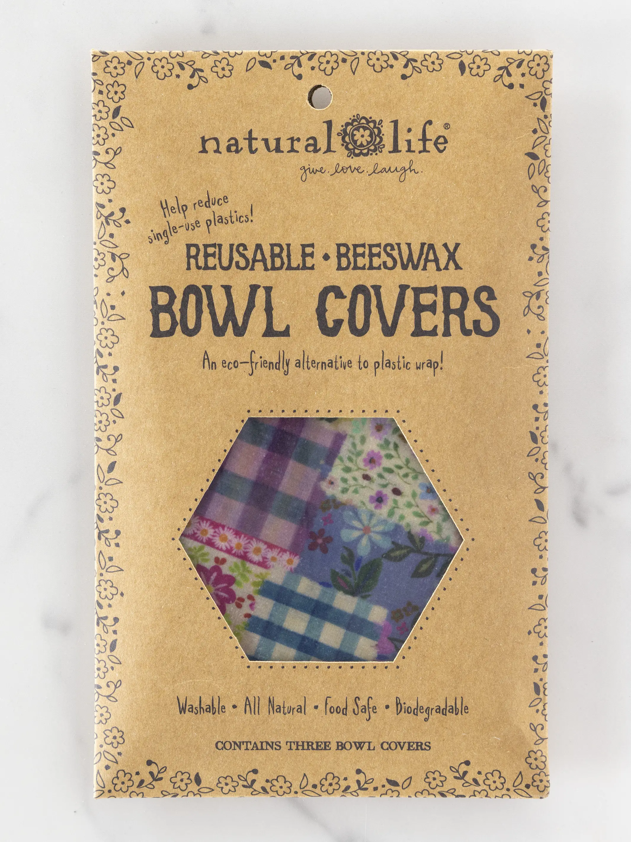 Beeswax Bowl Covers, Set of 3 - Gingham Floral Patchwork - Image 2