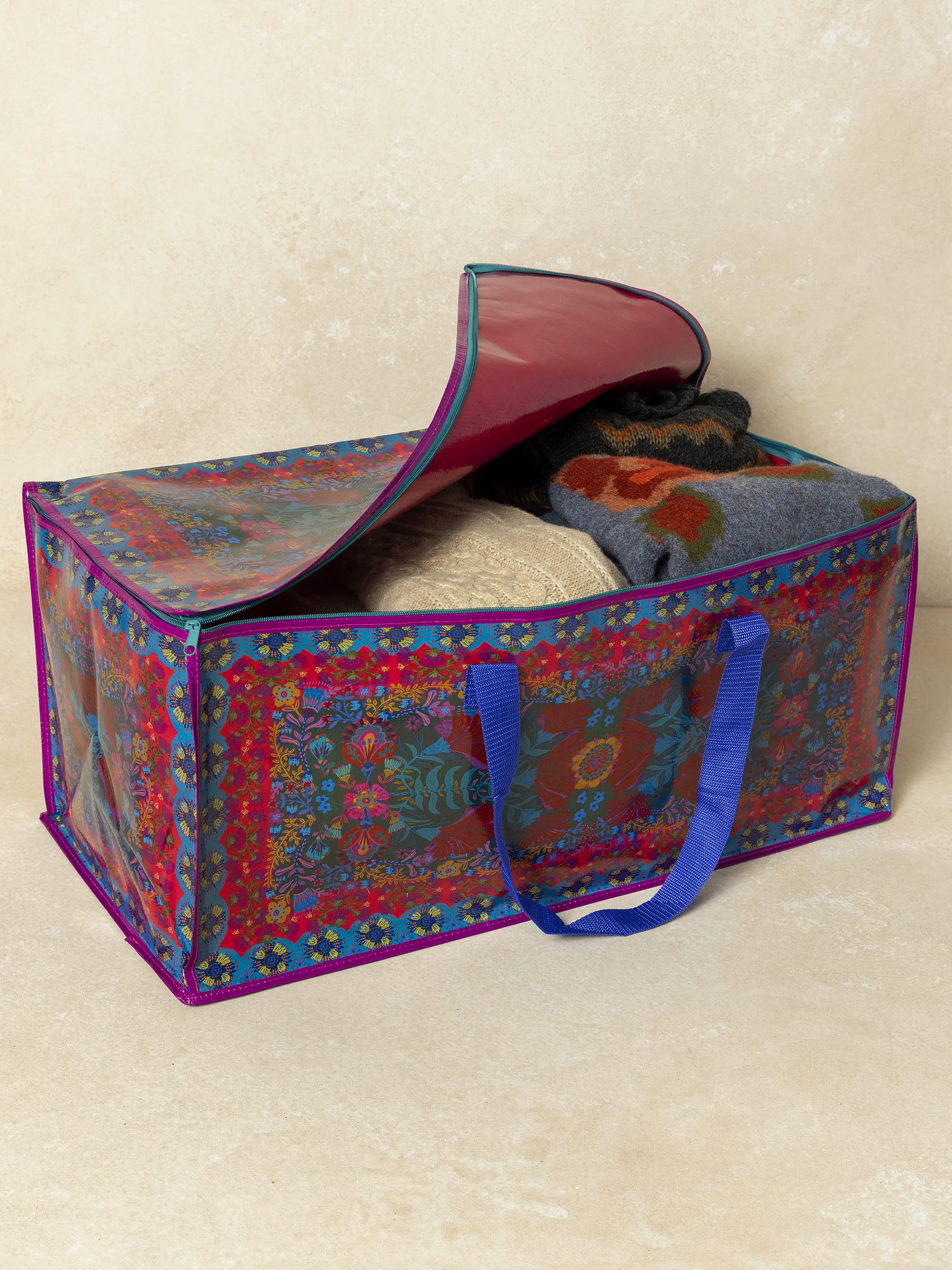 Better Than A Box Packing Tote, Set of 2 - Red Folk Flower - Image 3