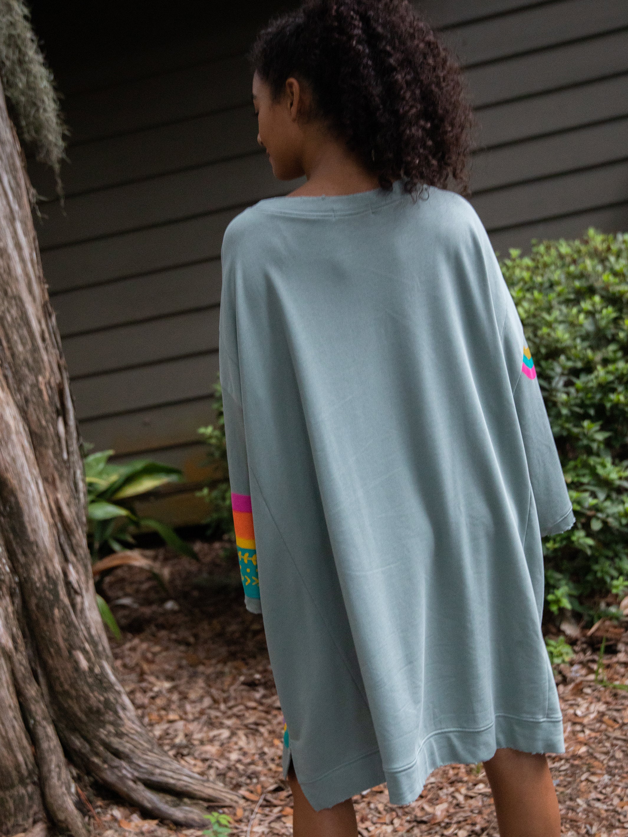 Billie Oversized Sweatshirt - Dusty Blue Rainbow - Image 2