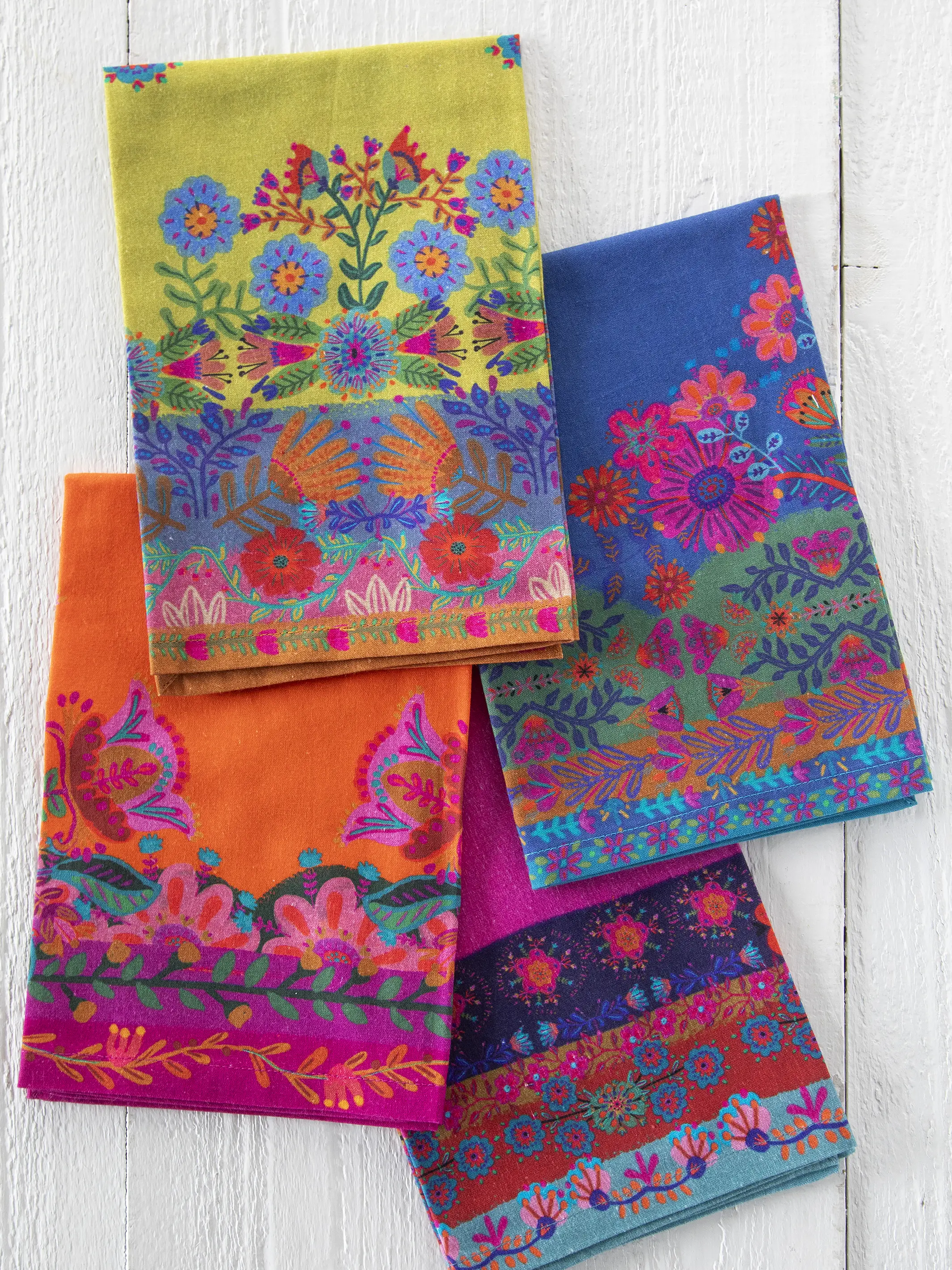 Bohemian Bungalow Napkins, Set of 4 - Blue Borders - Image 2