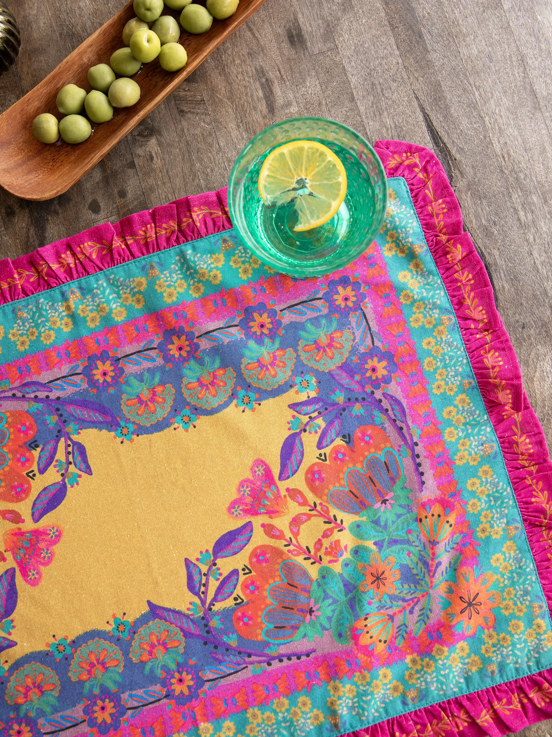 Bohemian Bungalow Ruffle Placemat - Mustard Borders - Image 2