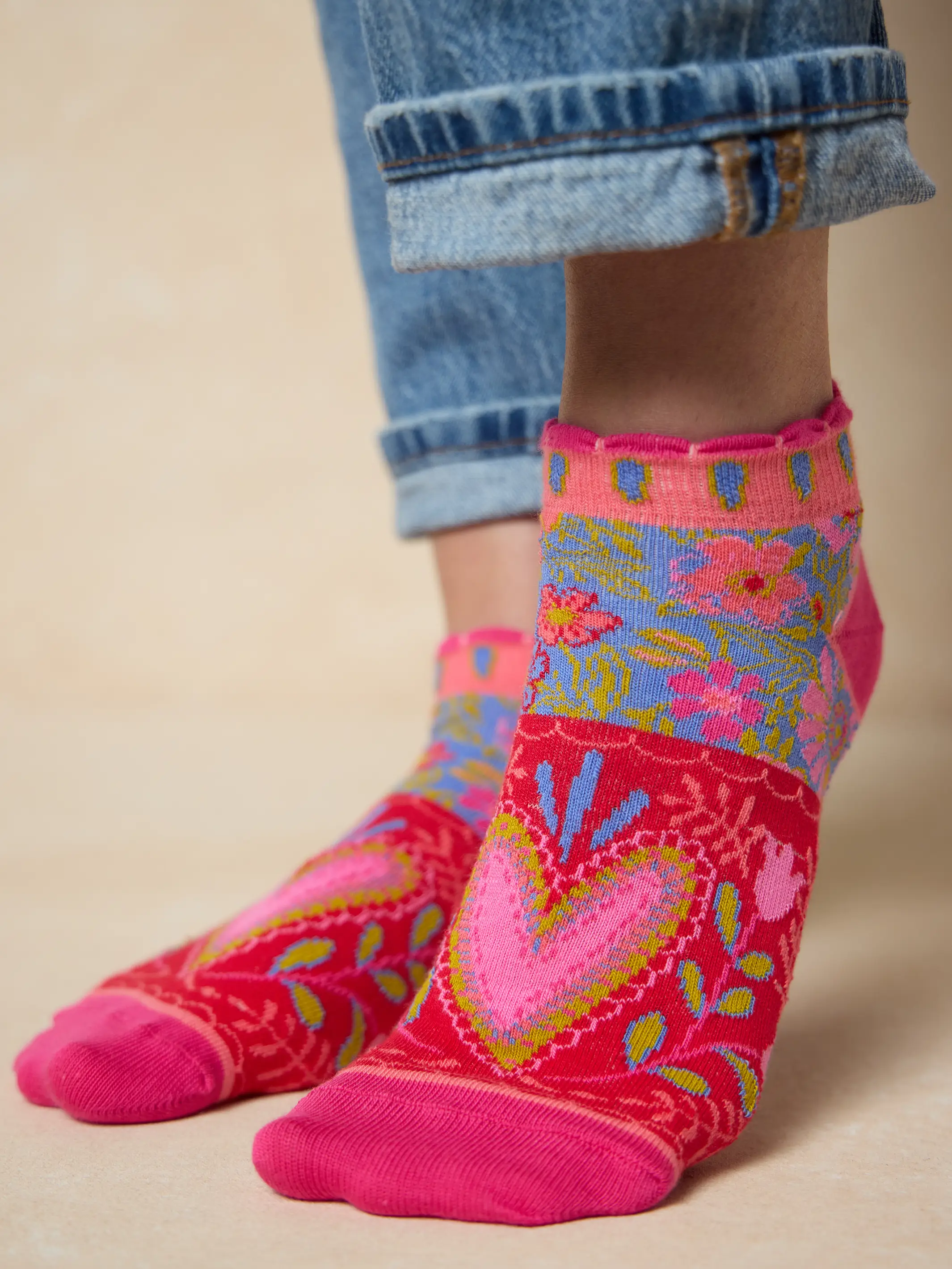 Boho Ankle Socks, Set of 3 - Hearts - Image 2