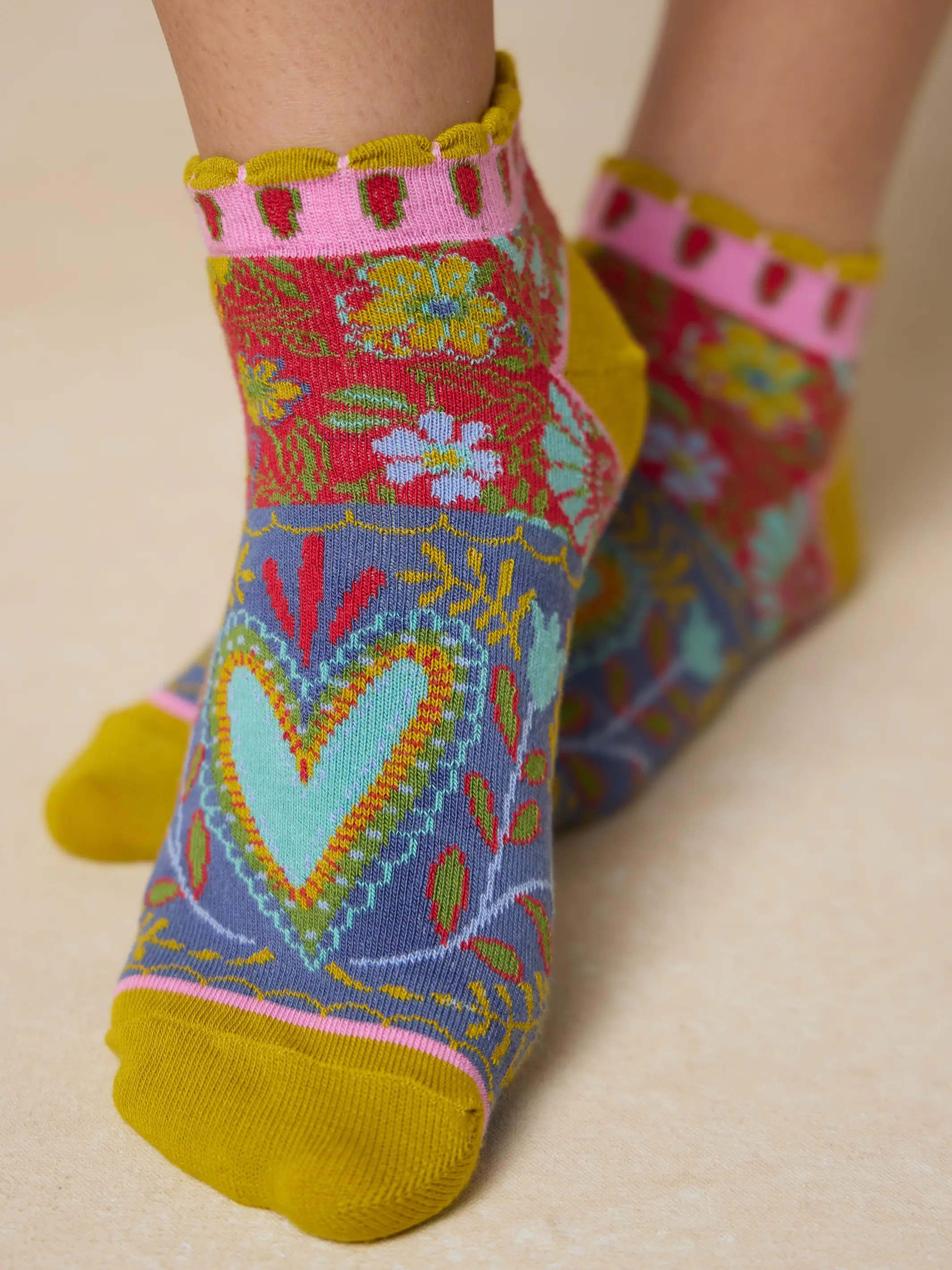 Boho Ankle Socks, Set of 3 - Hearts - Image 3