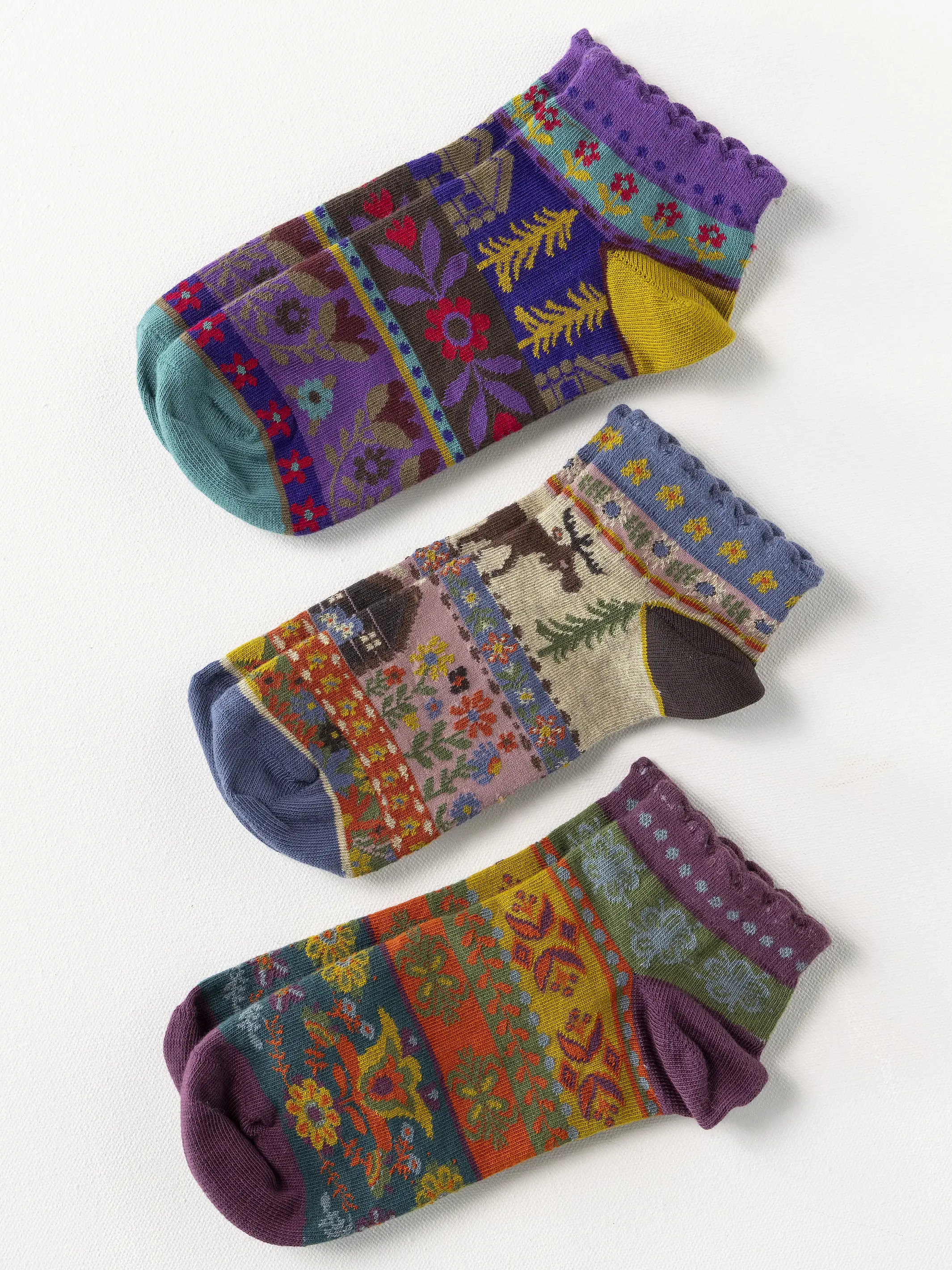 Boho Ankle Socks, Set of 3 - Moose - Image 2