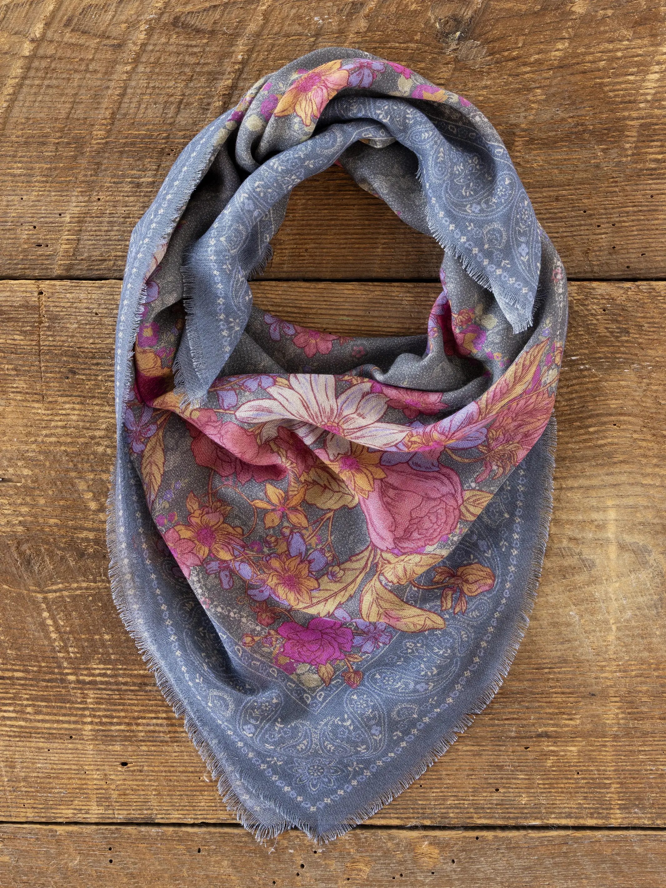 Boho Bandana Scarf - English Garden Charcoal - Image 3