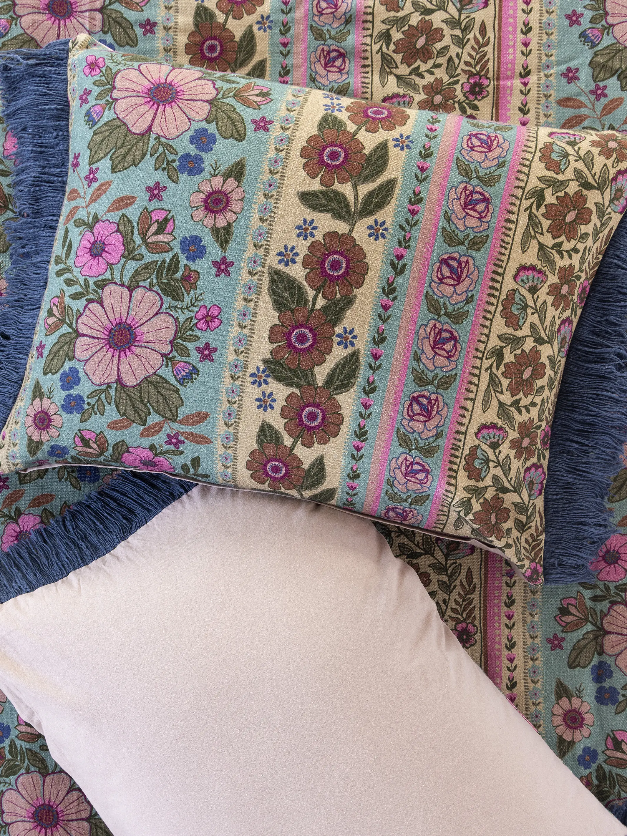 Boho Fringe Shams, Set of 2 - Florence Border - Image 2
