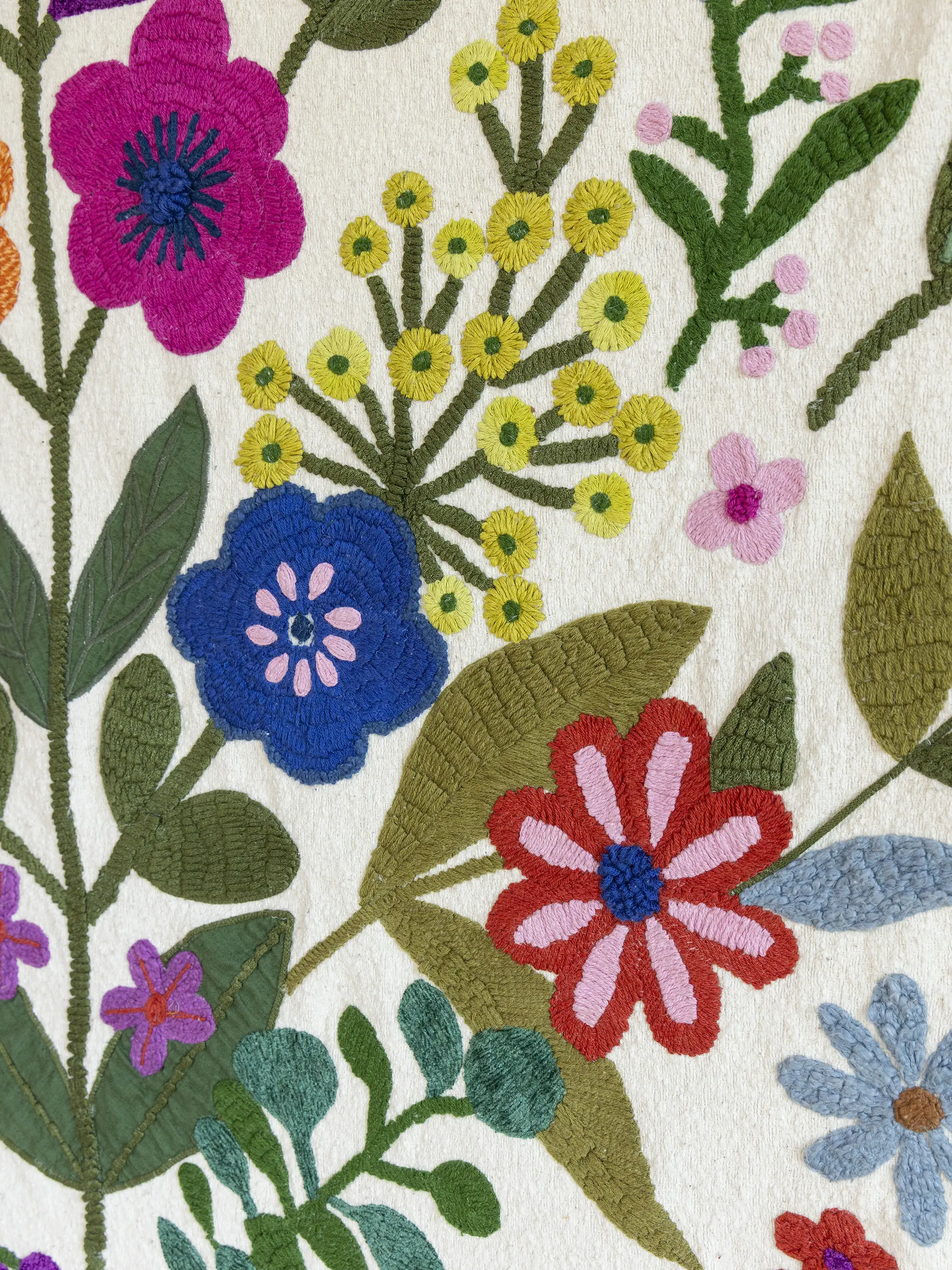Boucle Embroidered Tapestry - Cream Flower Bouquet - Image 3