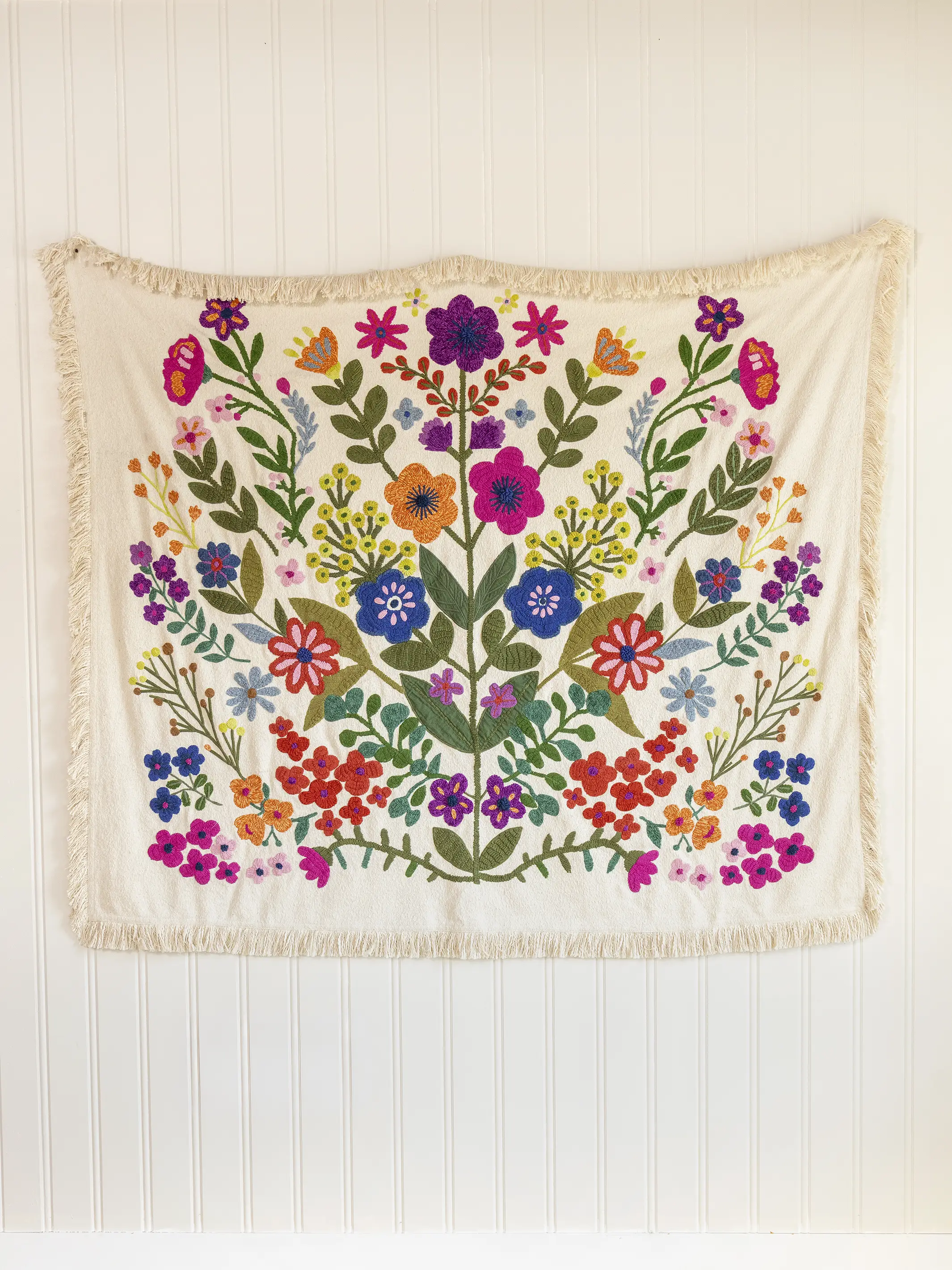 Boucle Embroidered Tapestry - Cream Flower Bouquet - Image 5