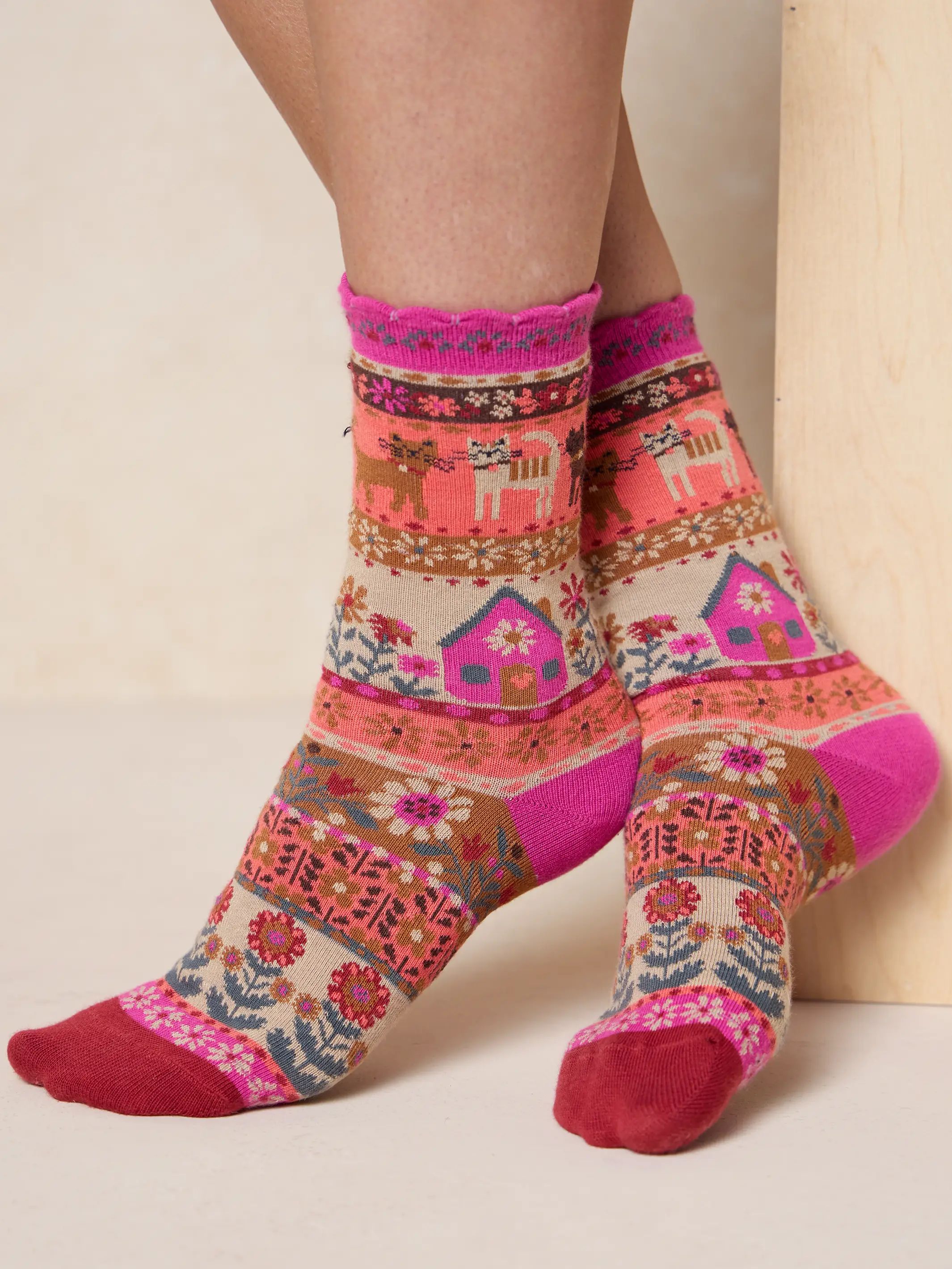 Boxed Boho Sock Set, Set of 3 - Cat - Image 3