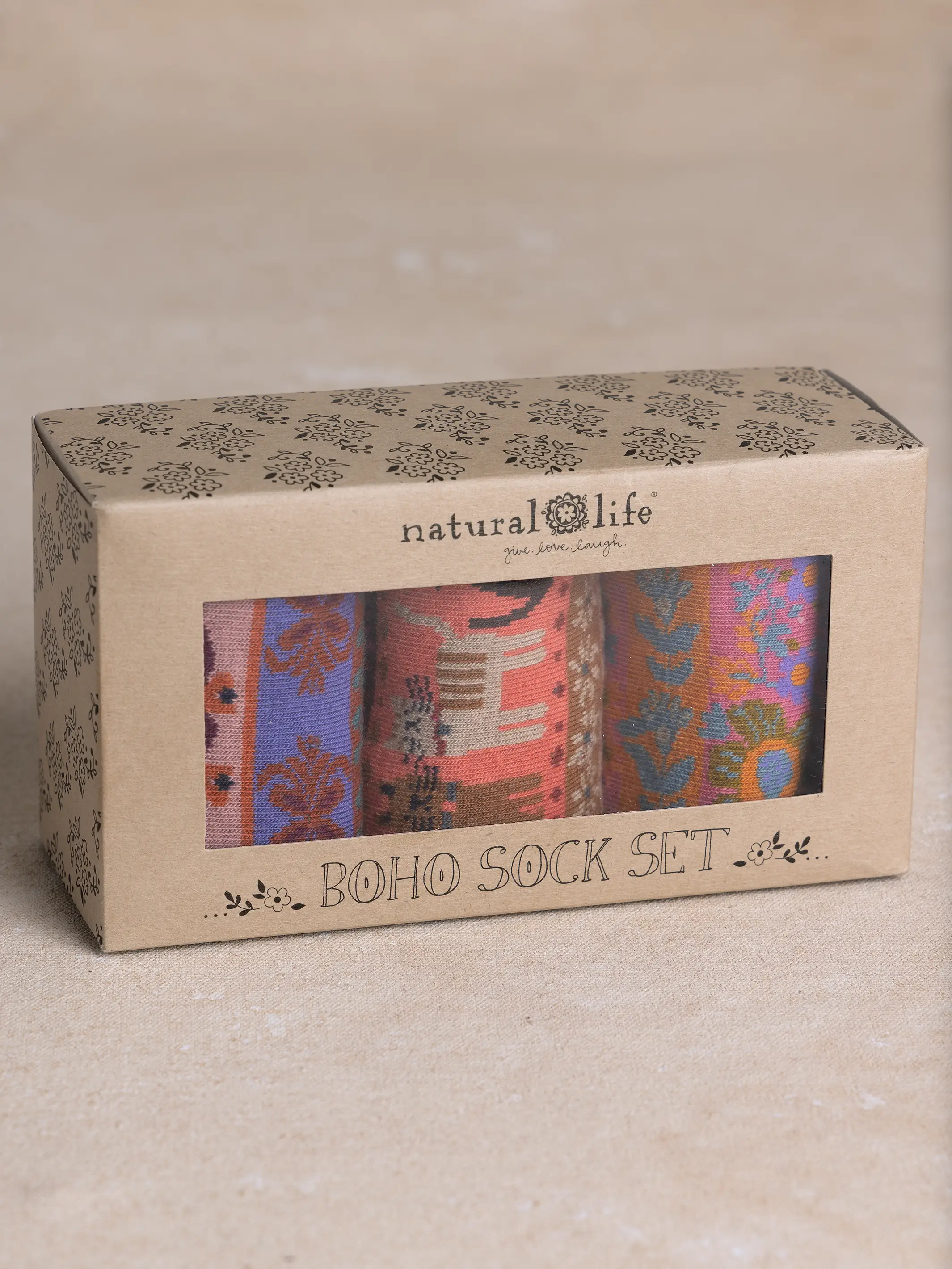 Boxed Boho Sock Set, Set of 3 - Cat - Image 4