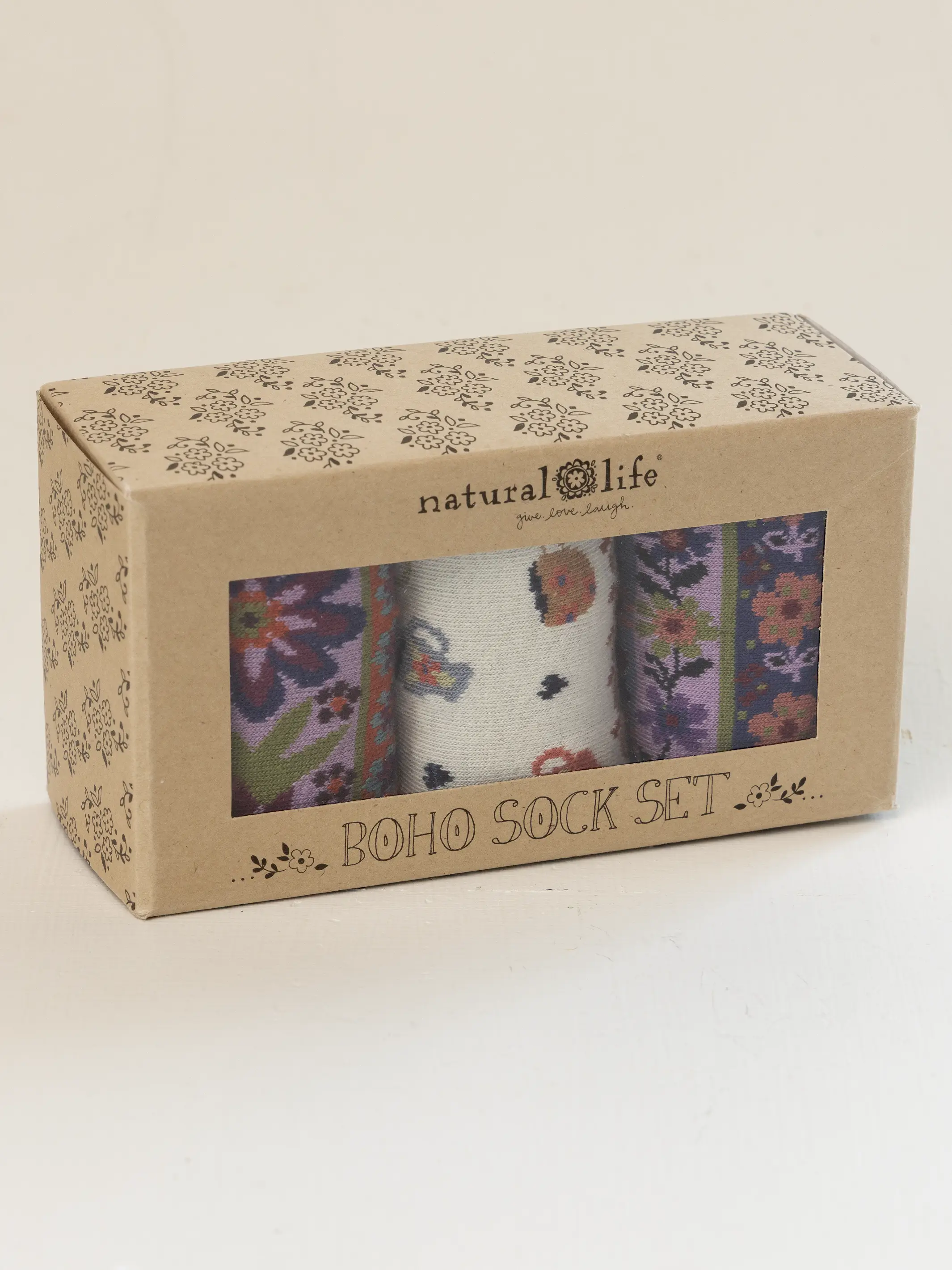 Boxed Boho Sock Set, Set of 3 - Coffee Cups - Image 3