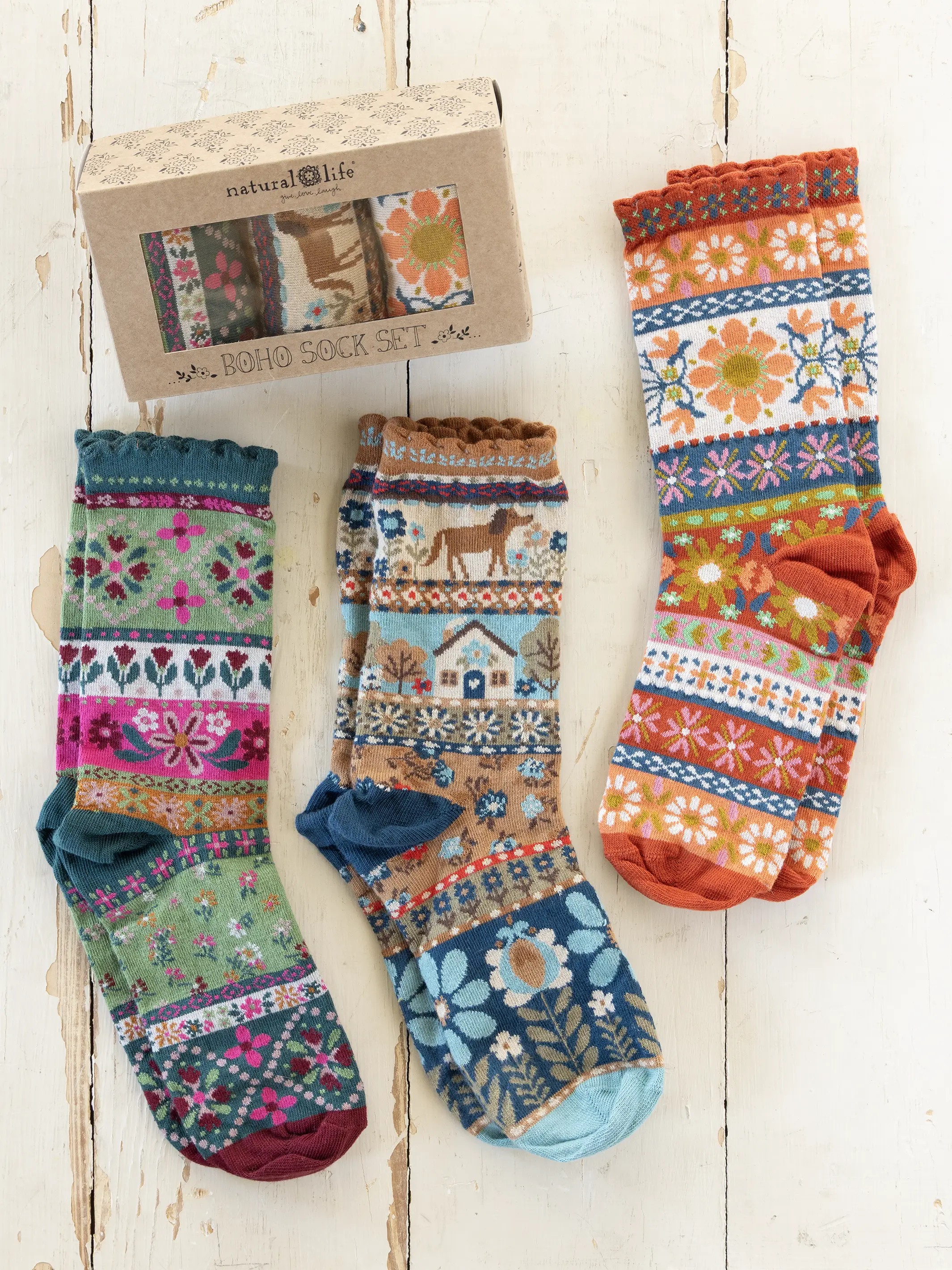 Boxed Boho Sock Set, Set of 3 - Dog - Image 2