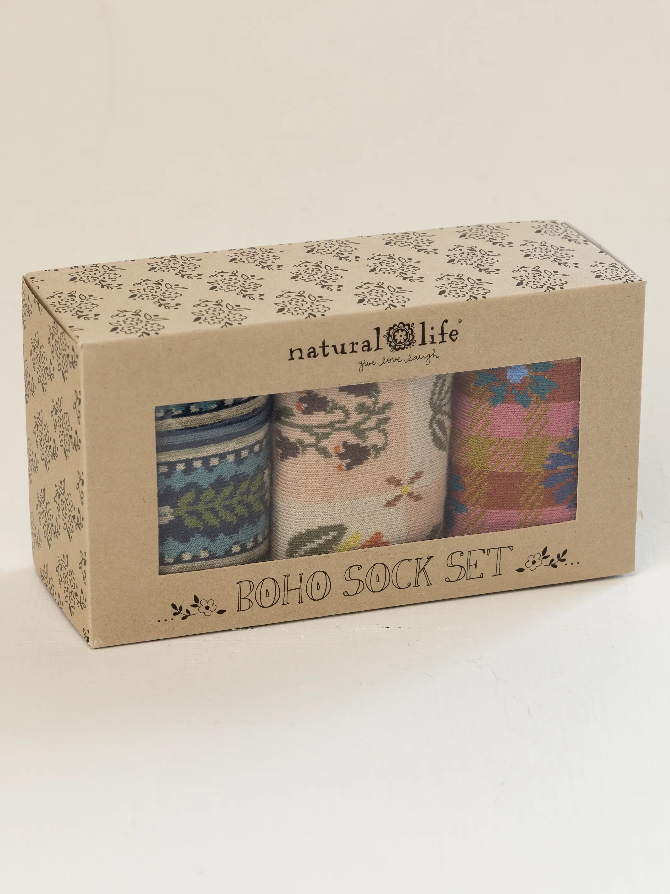Boxed Boho Sock Set, Set of 3 - Garden Patch Blush - Image 3
