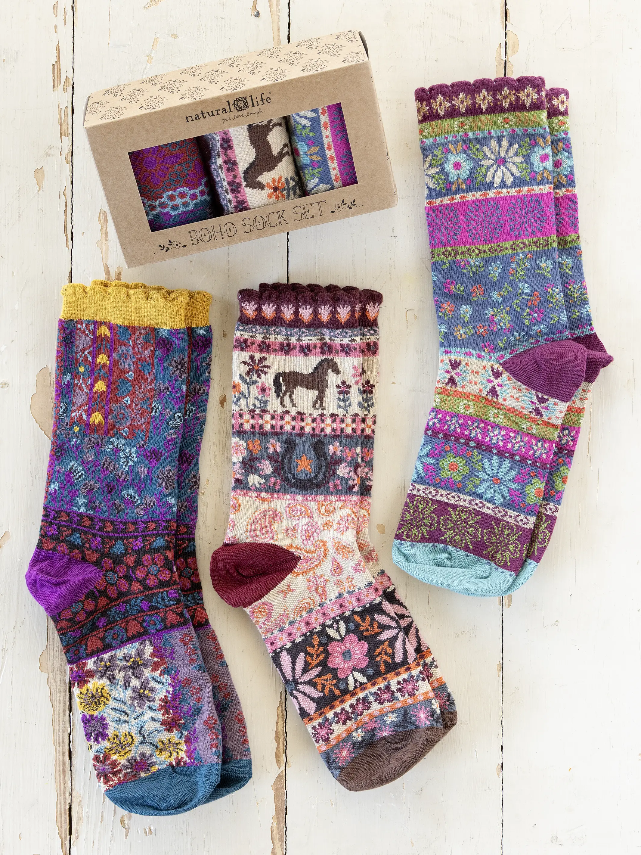 Boxed Boho Sock Set, Set of 3 - Horse - Image 2