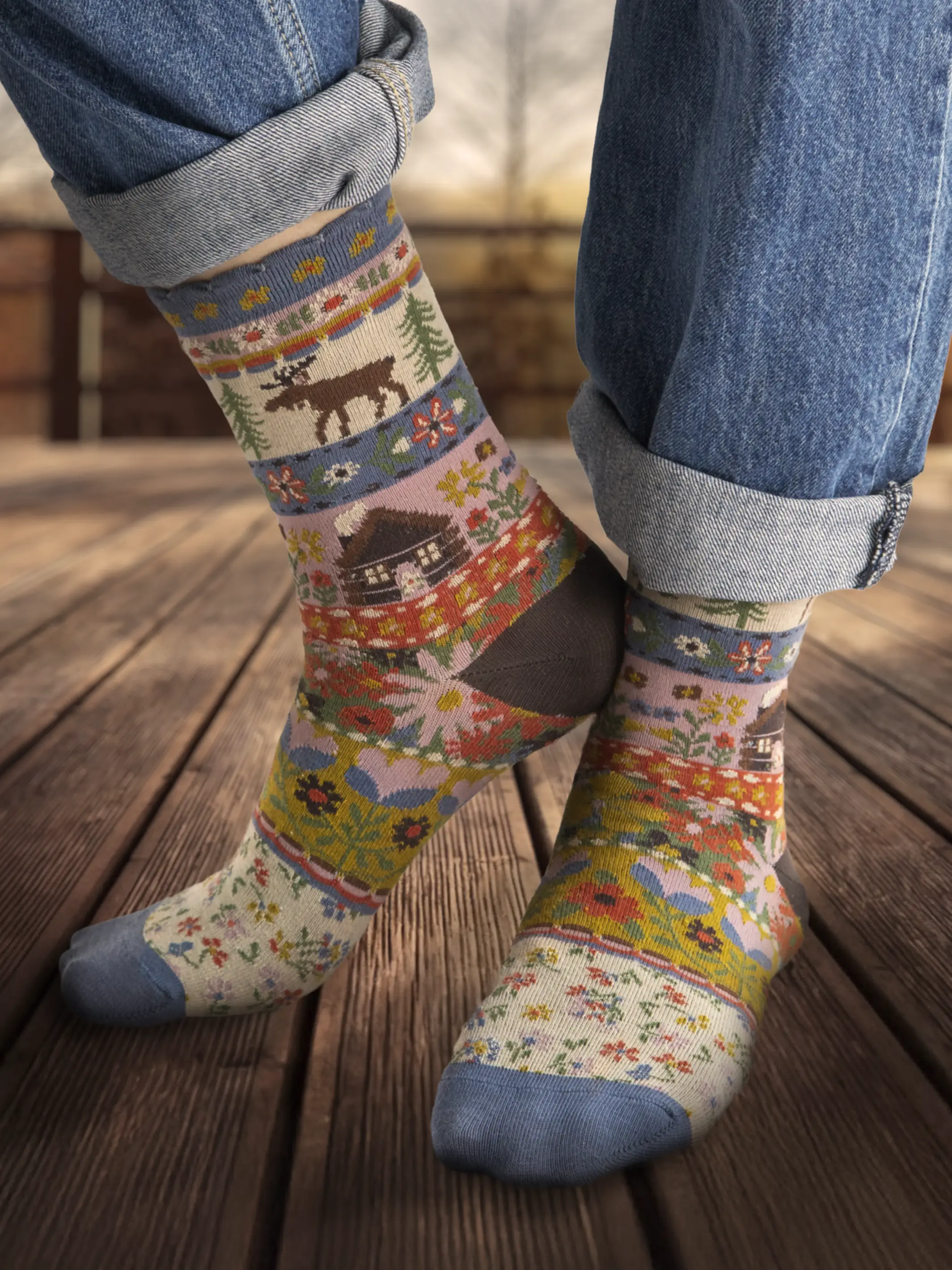 Boxed Boho Sock Set, Set of 3 - Maroon Moose - Image 4