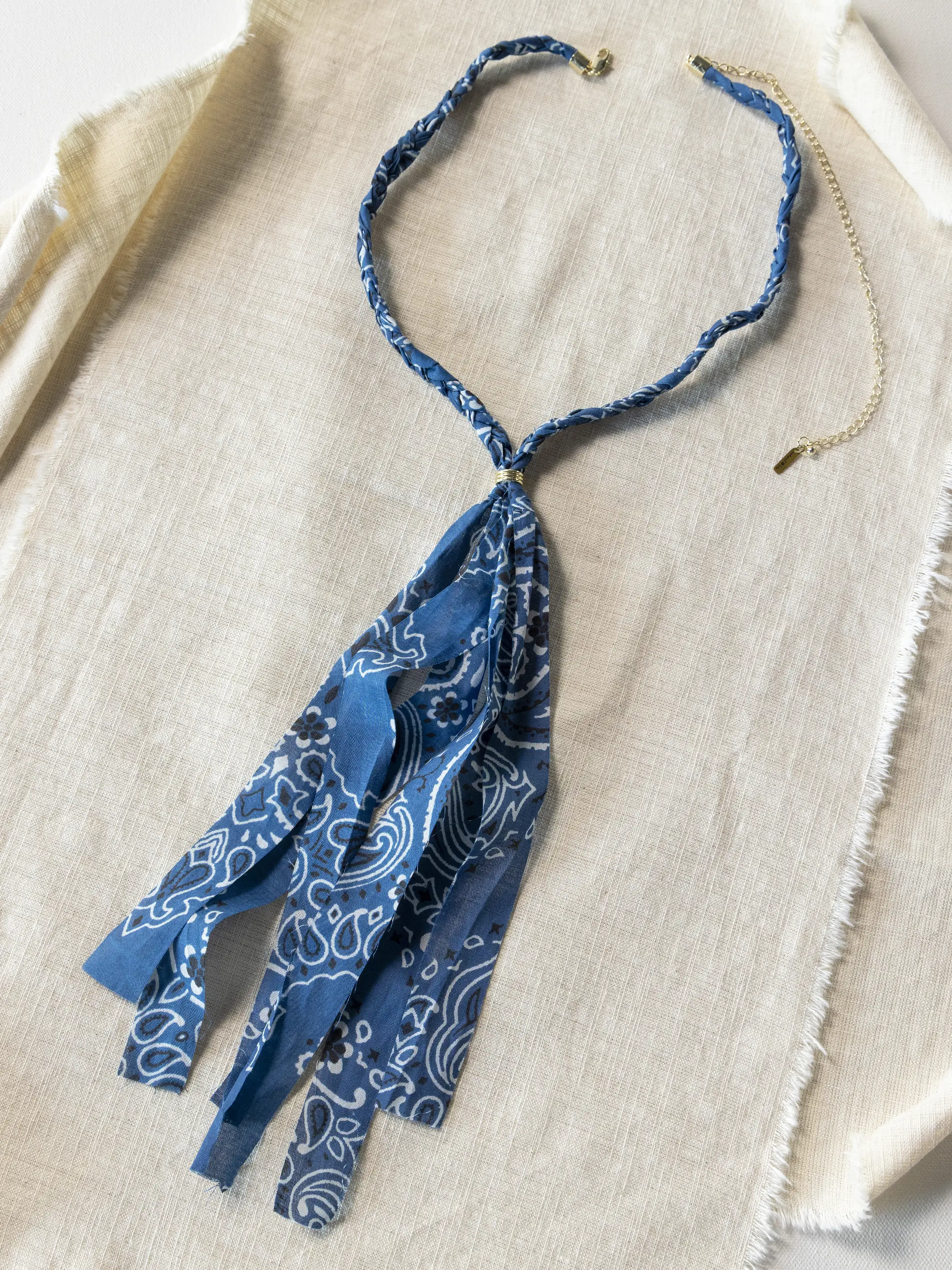 Braided Bandana Necklace - Indigo - Image 3