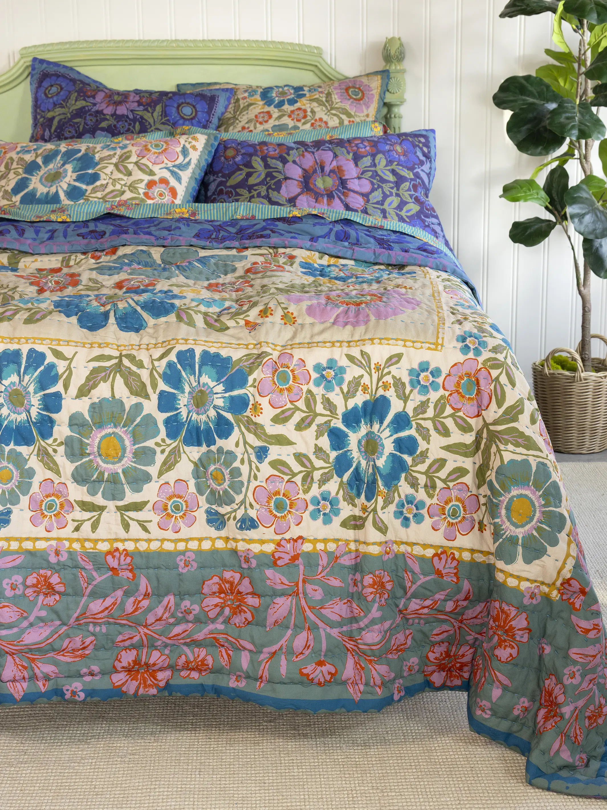Bungalow Reversible Cotton Euro Sham - Flower Spell Bandana - Image 3