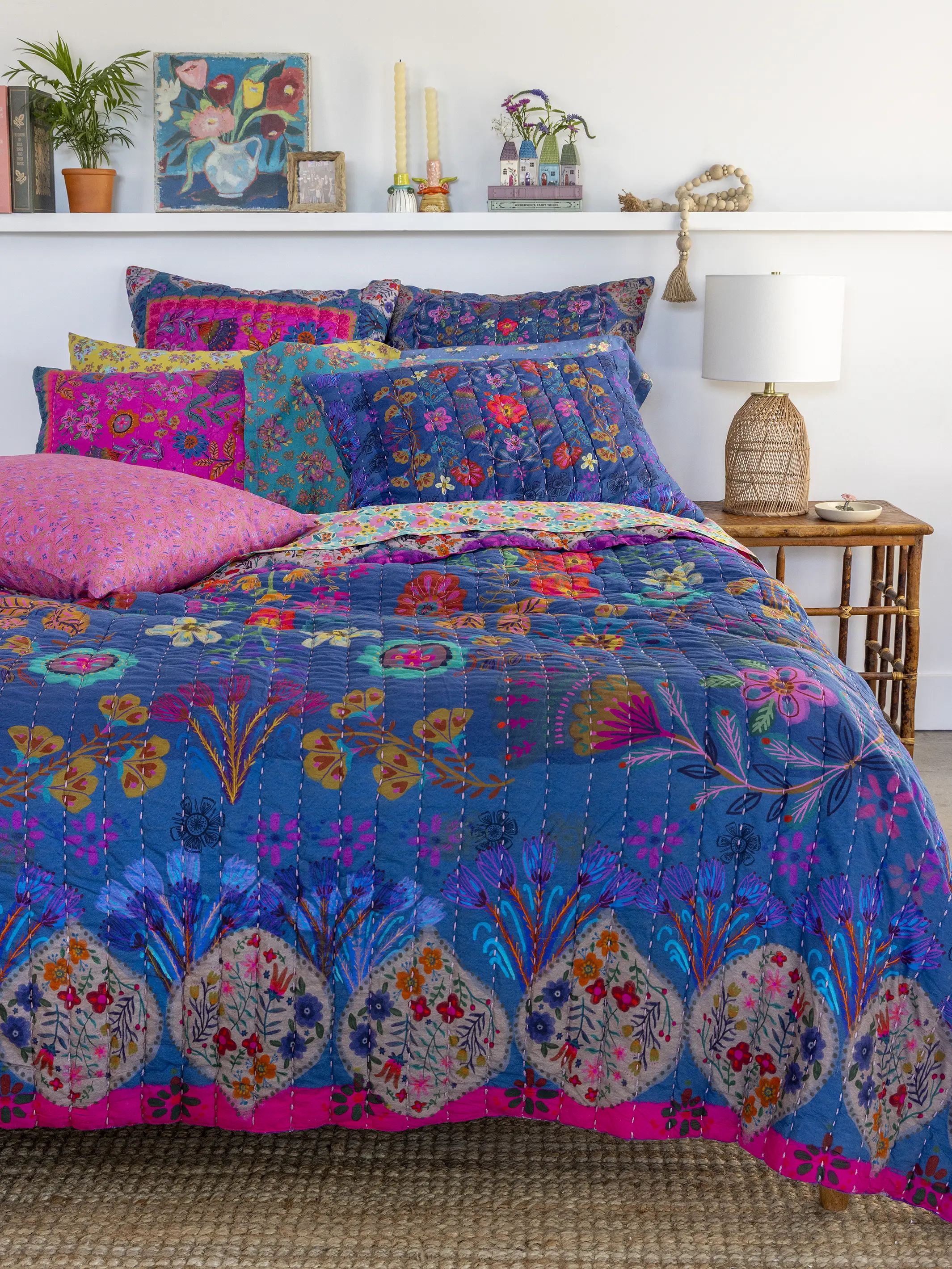 Bungalow Reversible Cotton Euro Sham - Magic Folk Garden - Image 3