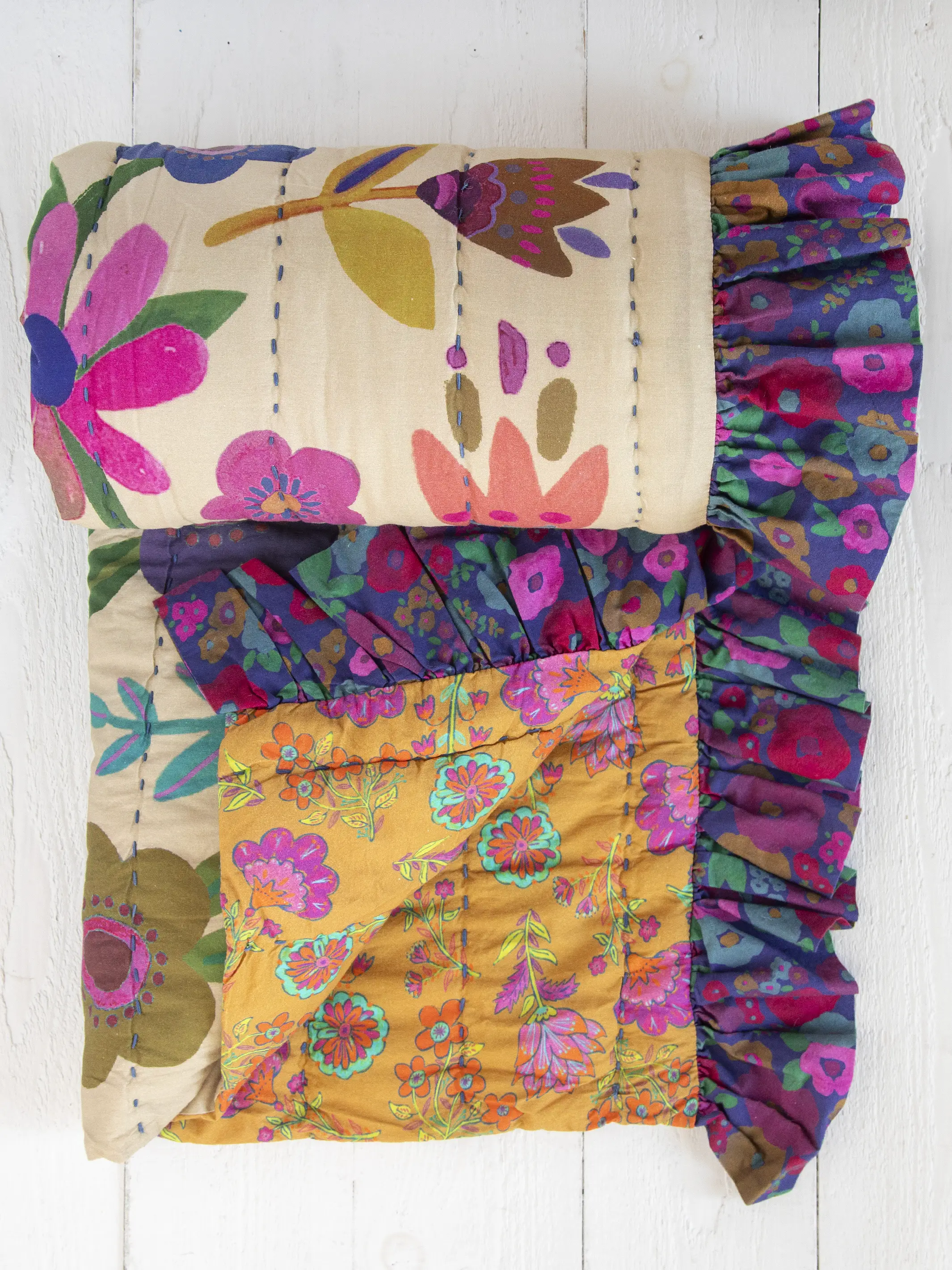 Bungalow Reversible Cotton Quilt - Boho Floral - Image 4
