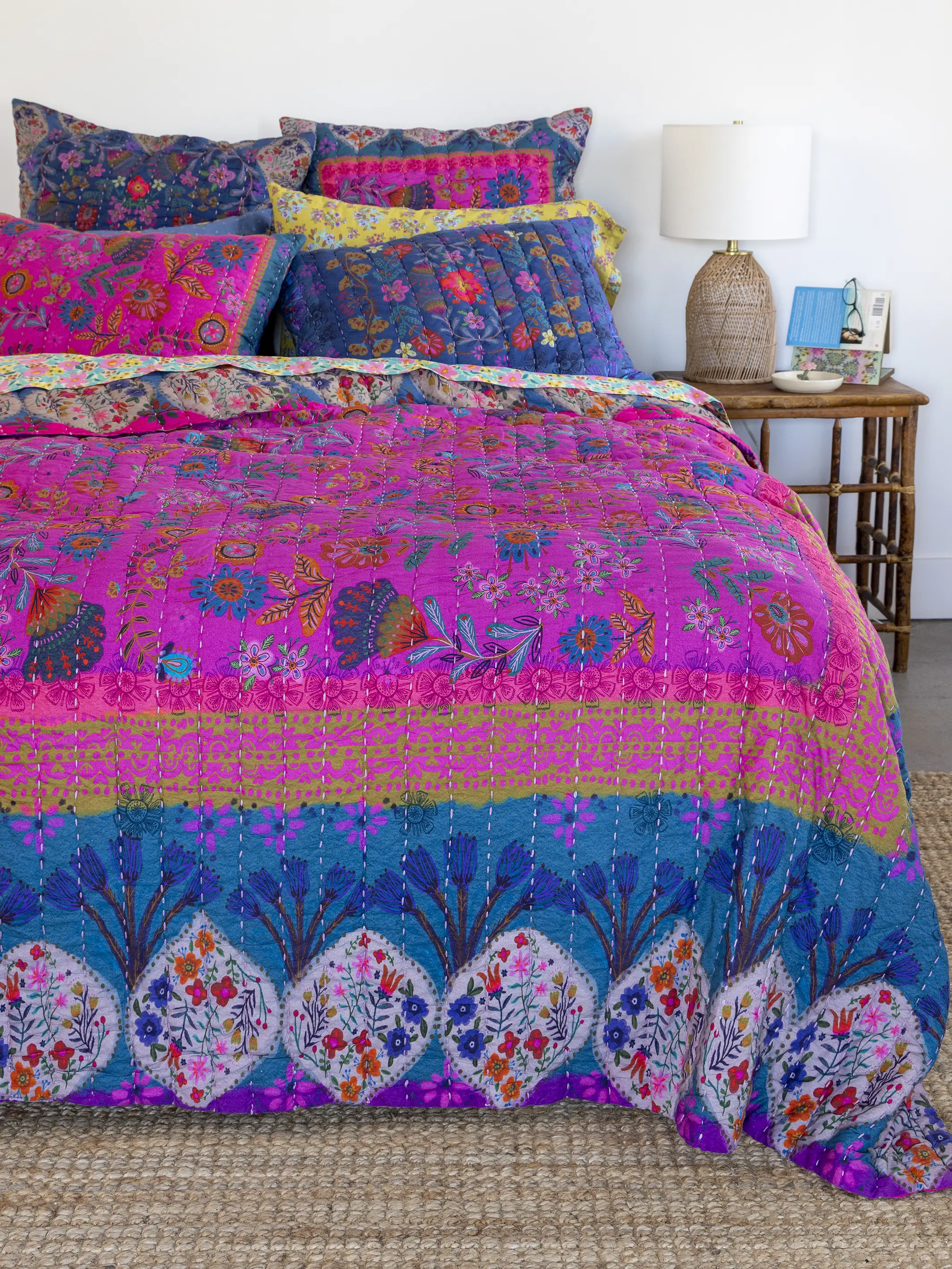 Bungalow Reversible Cotton Quilt - Magic Folk Garden - Image 3