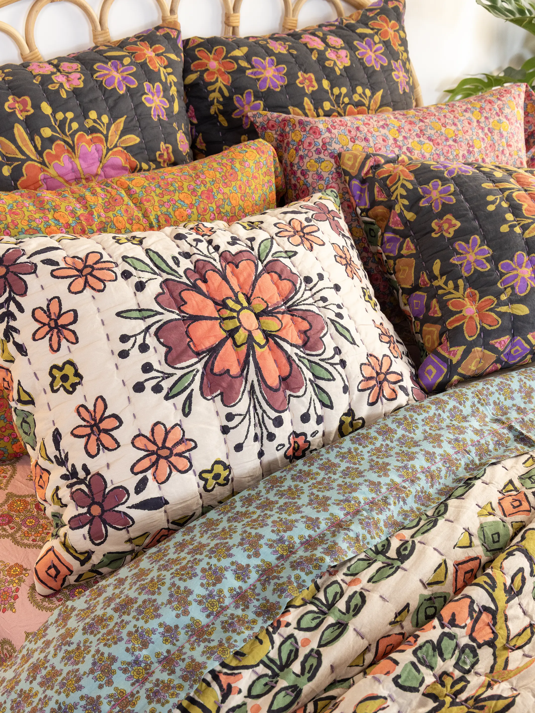 Bungalow Reversible Cotton Shams, Set of 2 - Blooming Bandana - Image 2