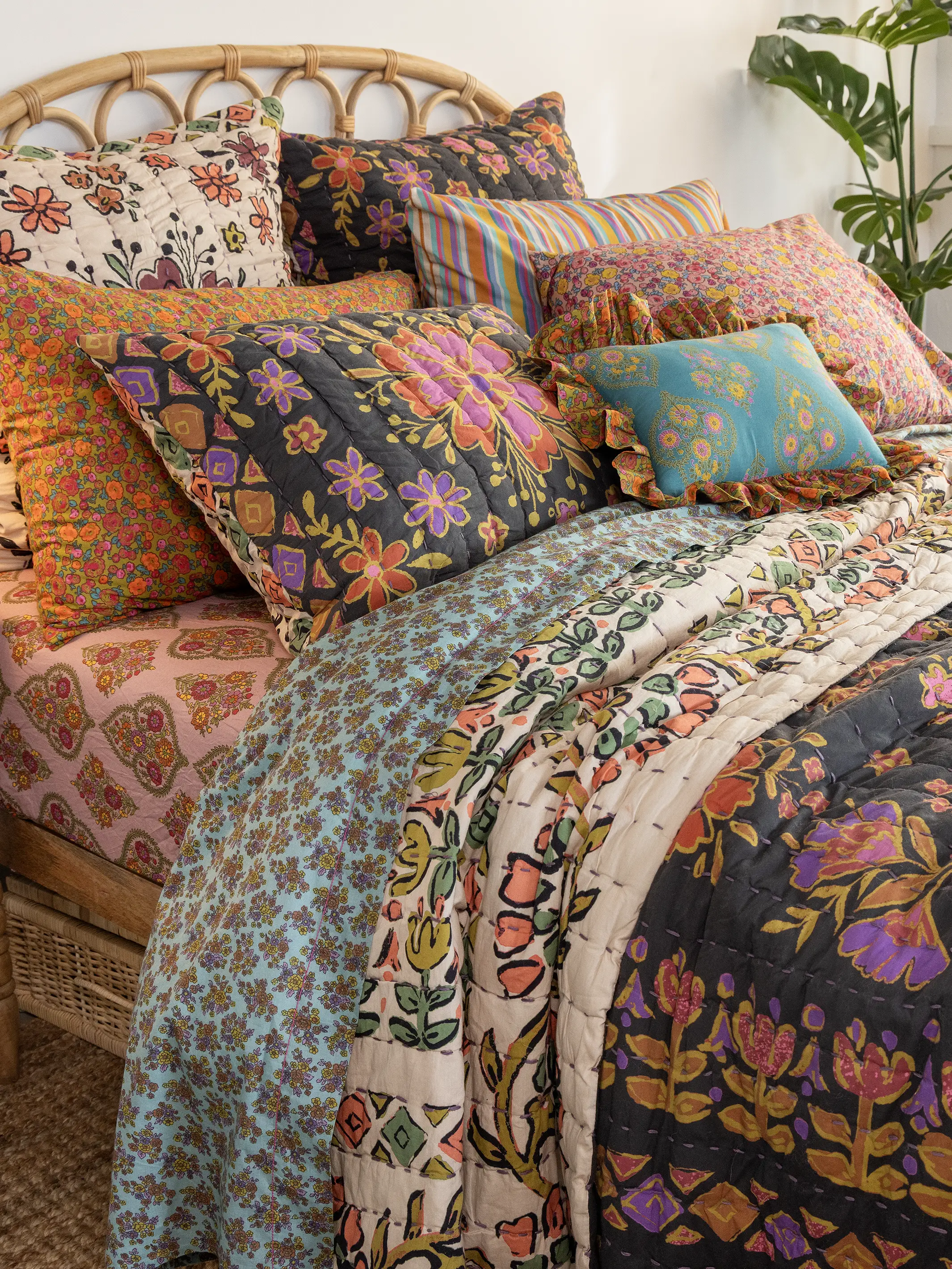 Bungalow Reversible Cotton Shams, Set of 2 - Blooming Bandana - Image 3