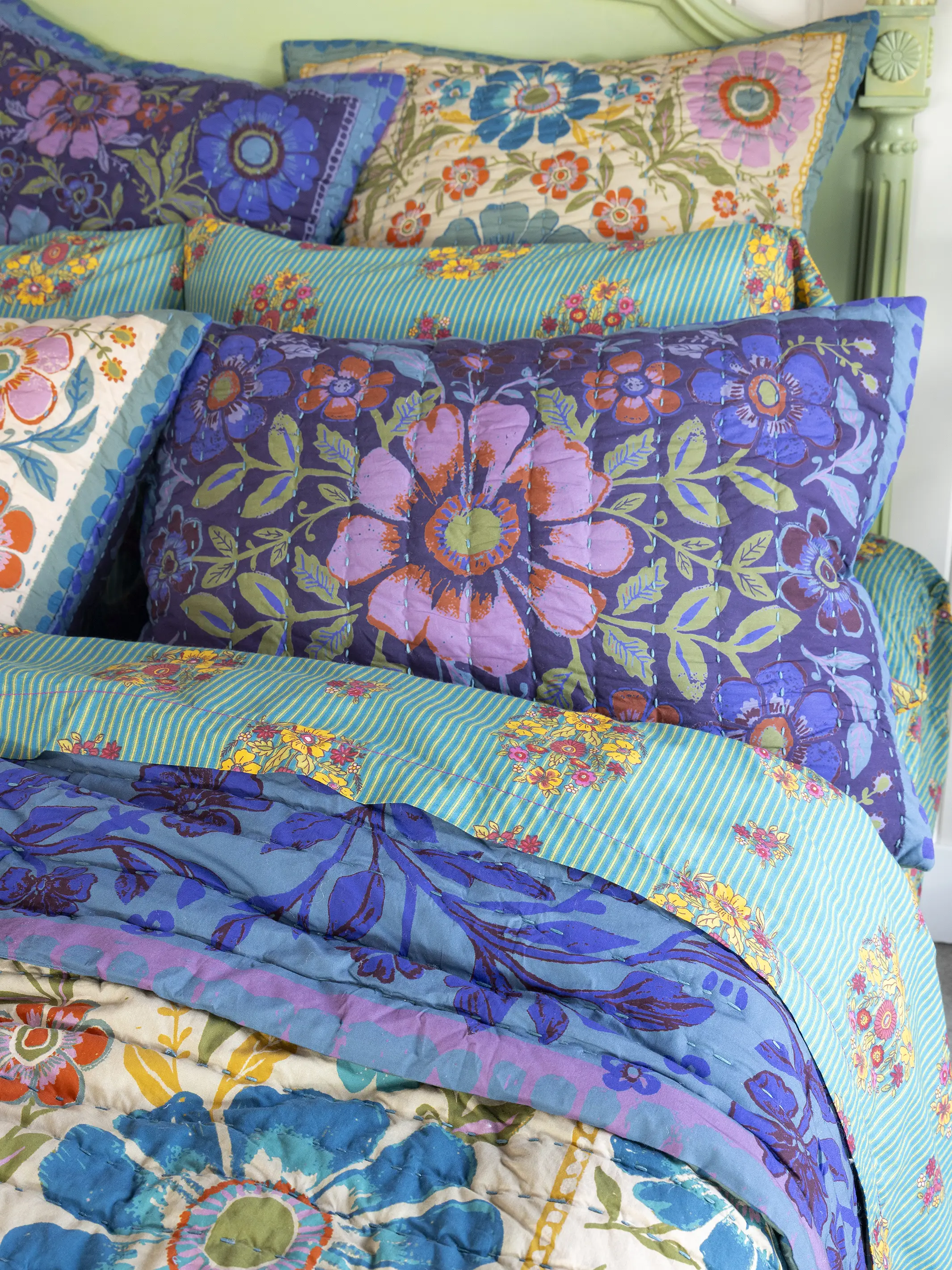 Bungalow Reversible Cotton Shams, Set of 2 - Flower Spell Bandana - Image 2