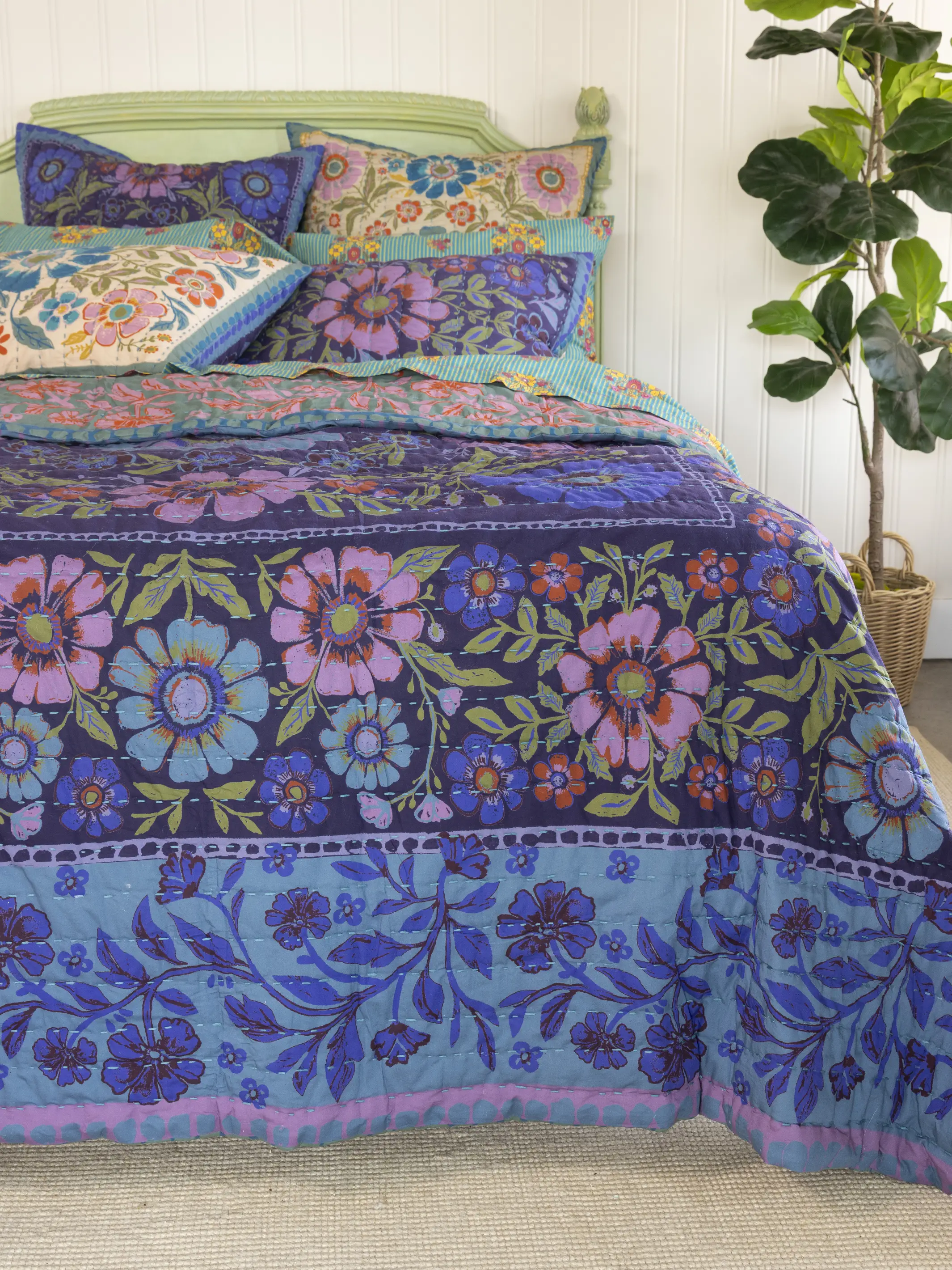 Bungalow Reversible Cotton Shams, Set of 2 - Flower Spell Bandana - Image 3