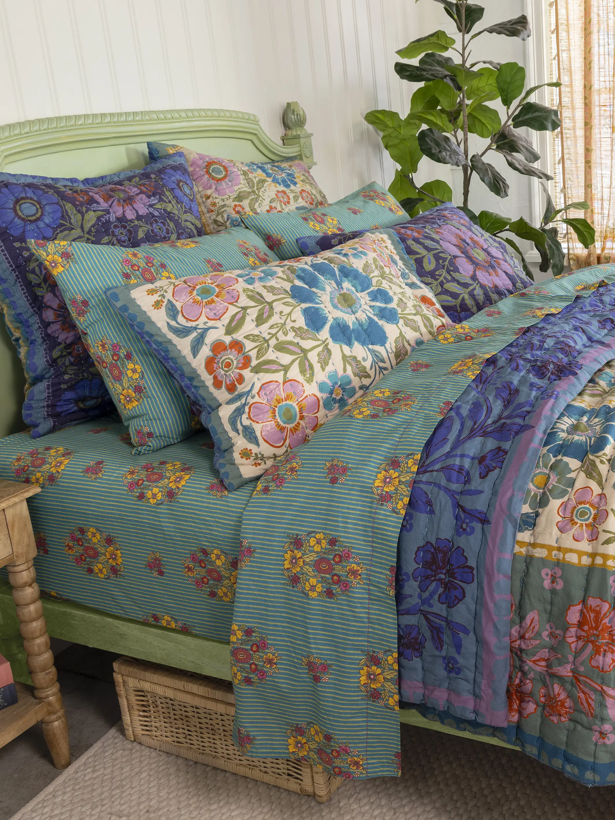 Bungalow Reversible Cotton Shams, Set of 2 - Flower Spell Bandana - Image 4