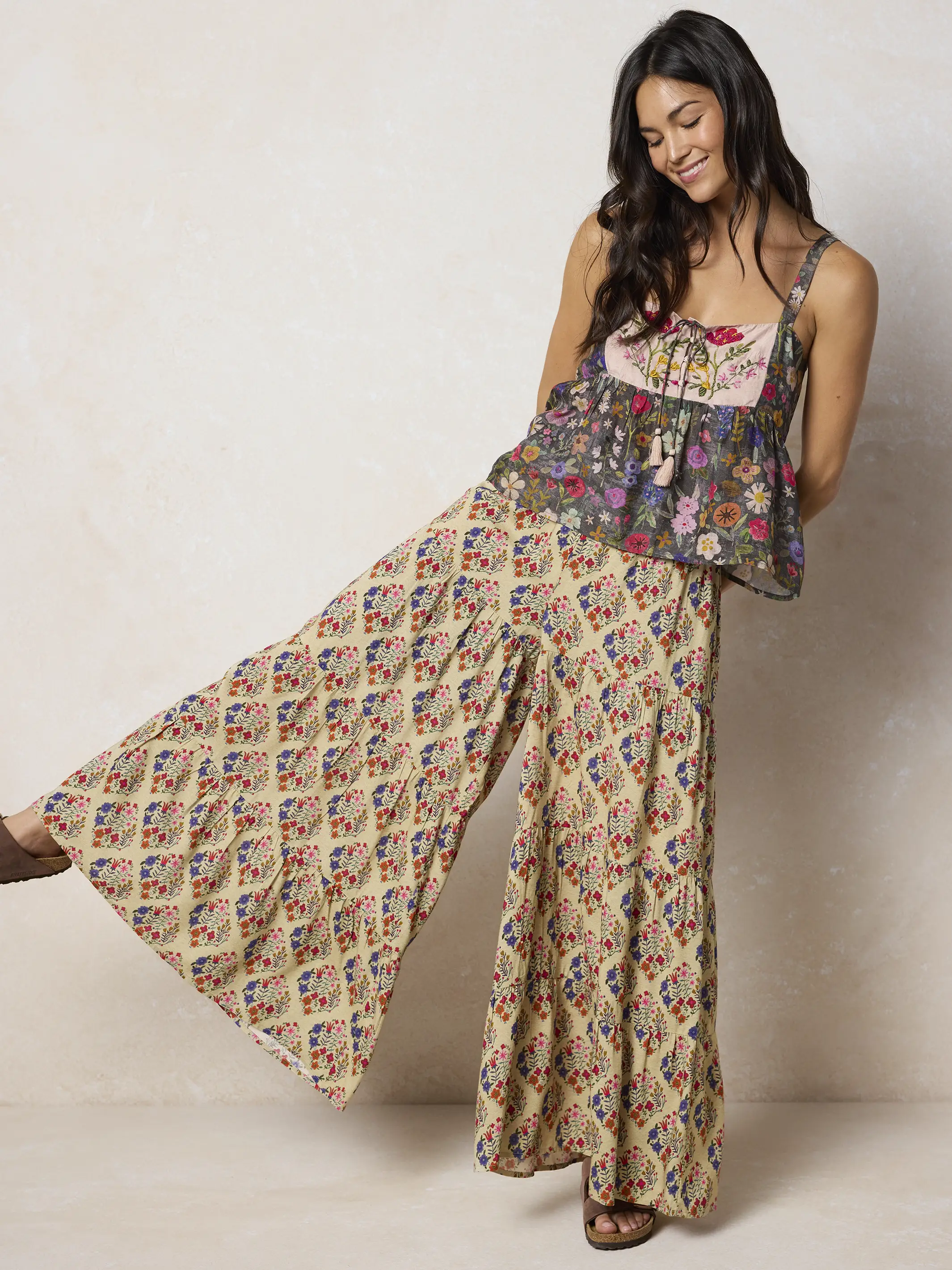 Cami Tie-Front Top - Flung Floral Wildflowers - Image 4