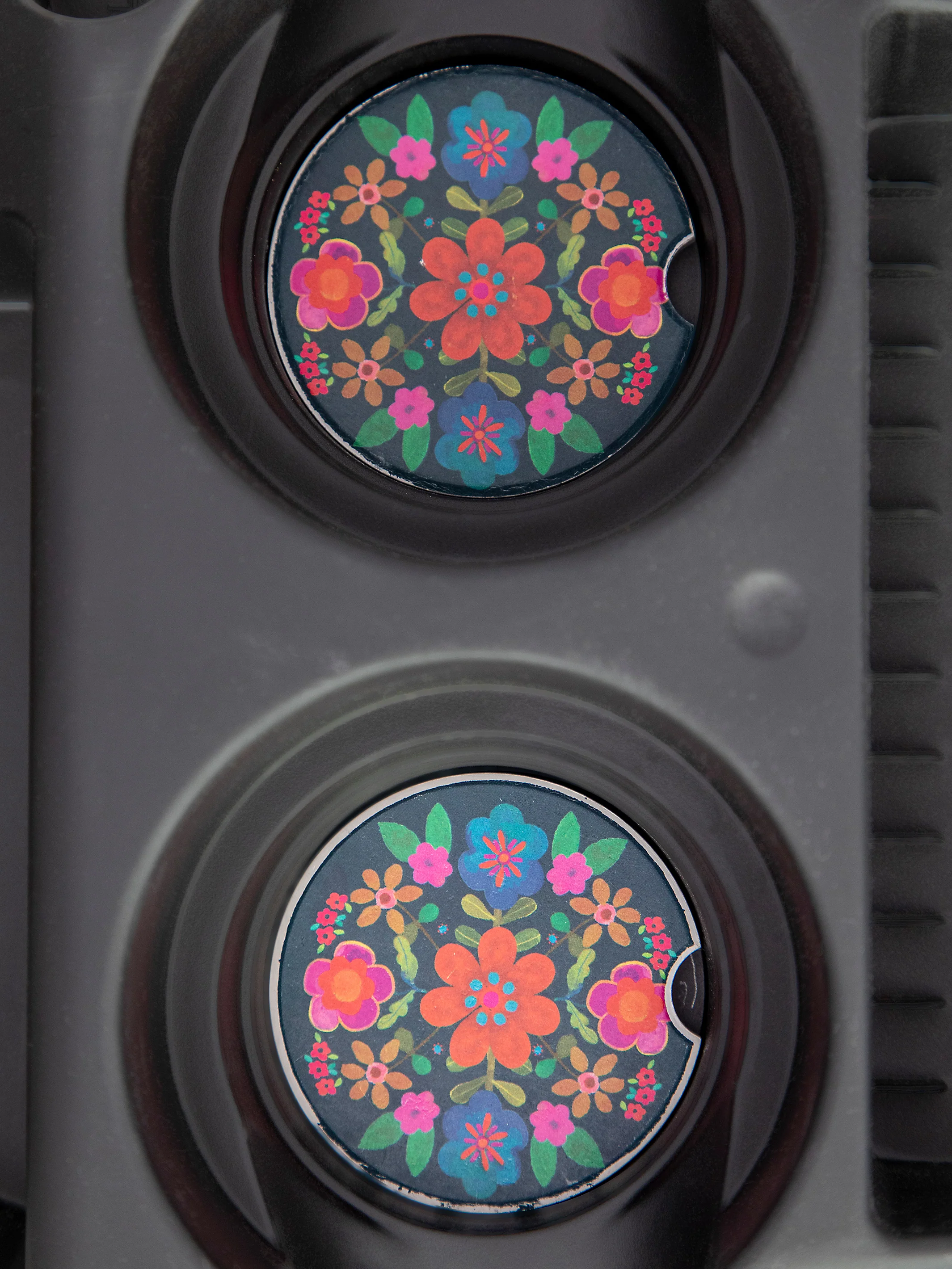 Car Coasters, Set of 2 - Folk Flower - Image 2